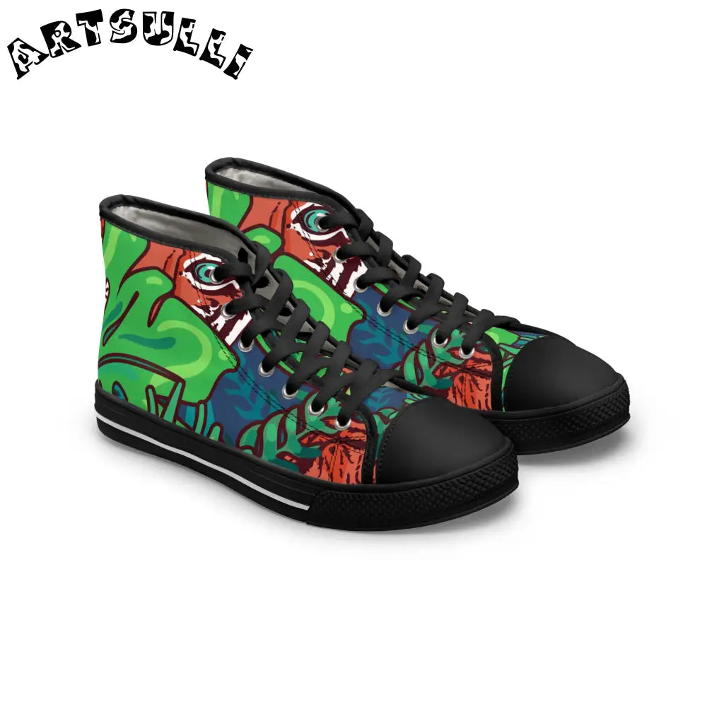 JAKKOUTTHEBXX Tropical Jungle Tigers Green and Blue Women’s High Top