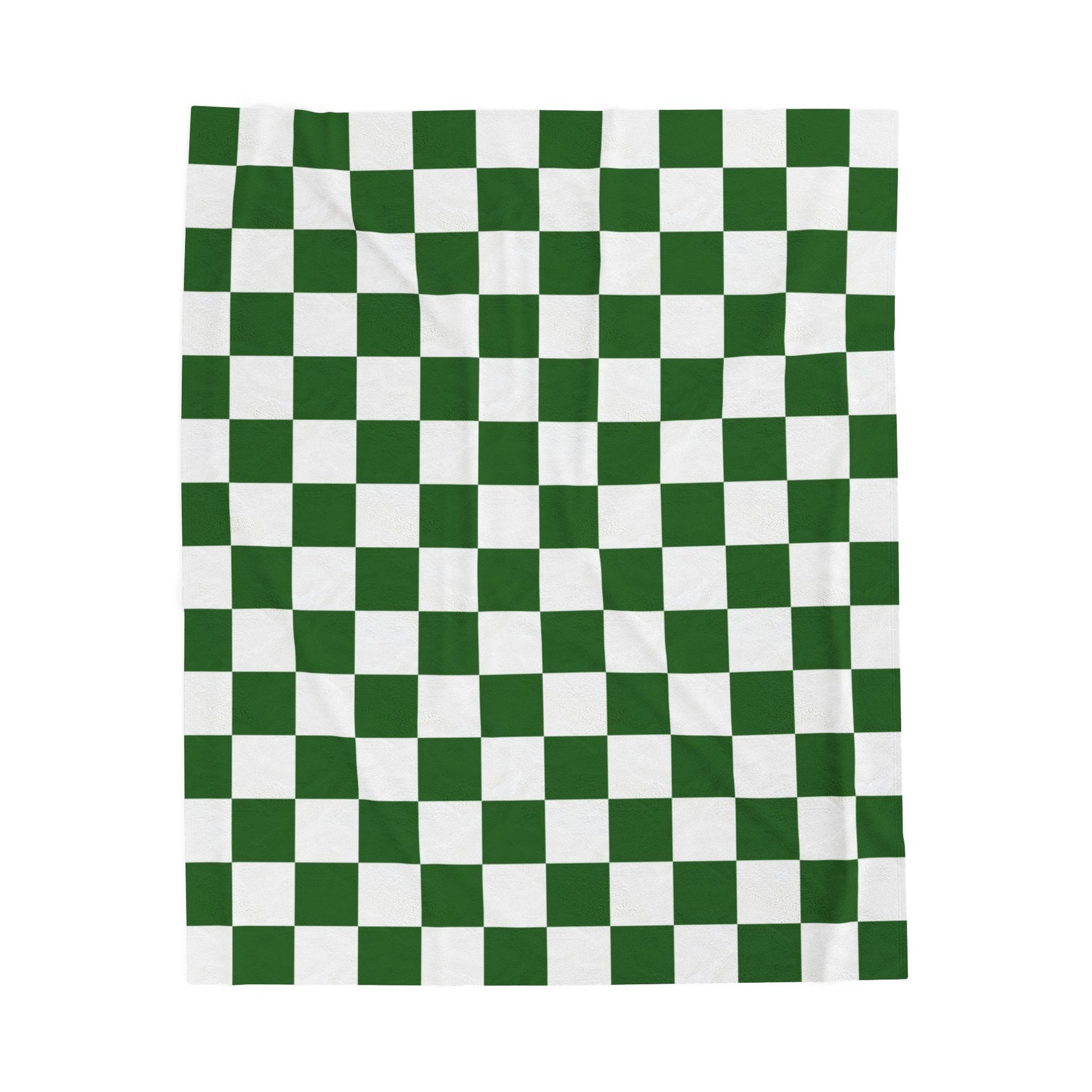 Checkerboard White and Dark Green Velveteen Plush Blanket, Artsulli - Art is Long, Life is Short, All Over Prints, Size, 50" × 60", , , , , 12116891901816341542