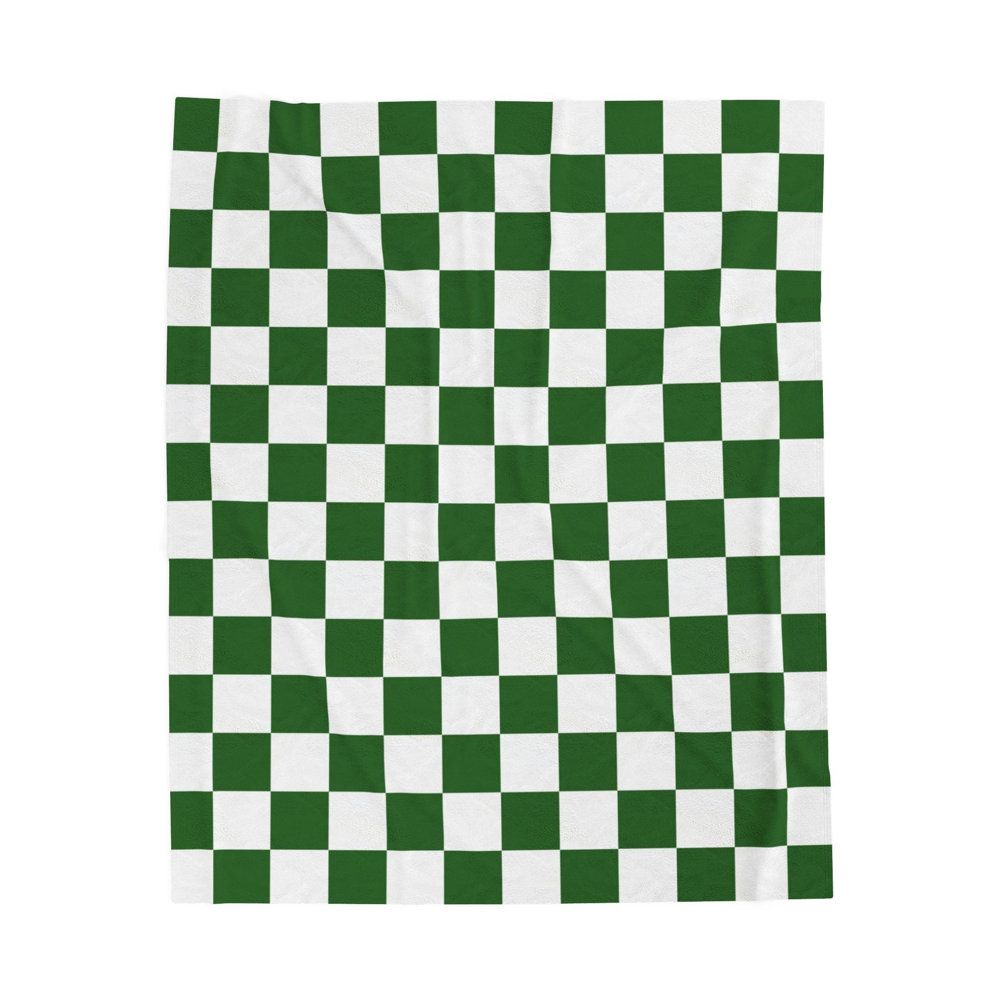 Checkerboard White and Dark Green Velveteen Plush Blanket, Artsulli - Art is Long, Life is Short, All Over Prints, Size, 50" × 60", , , , , 12116891901816341542