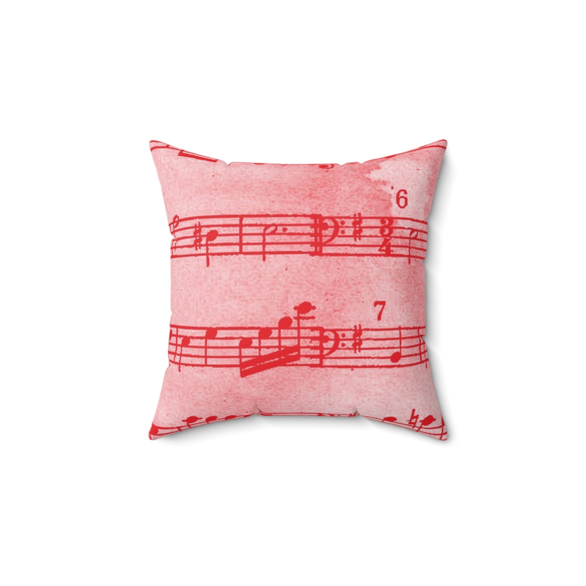 Drip Spill Type Beat Sheet Music Red Spun Polyester Square Pillow, Artsulli - Art is Long, Life is Short, Home Decor, , , , , , , 