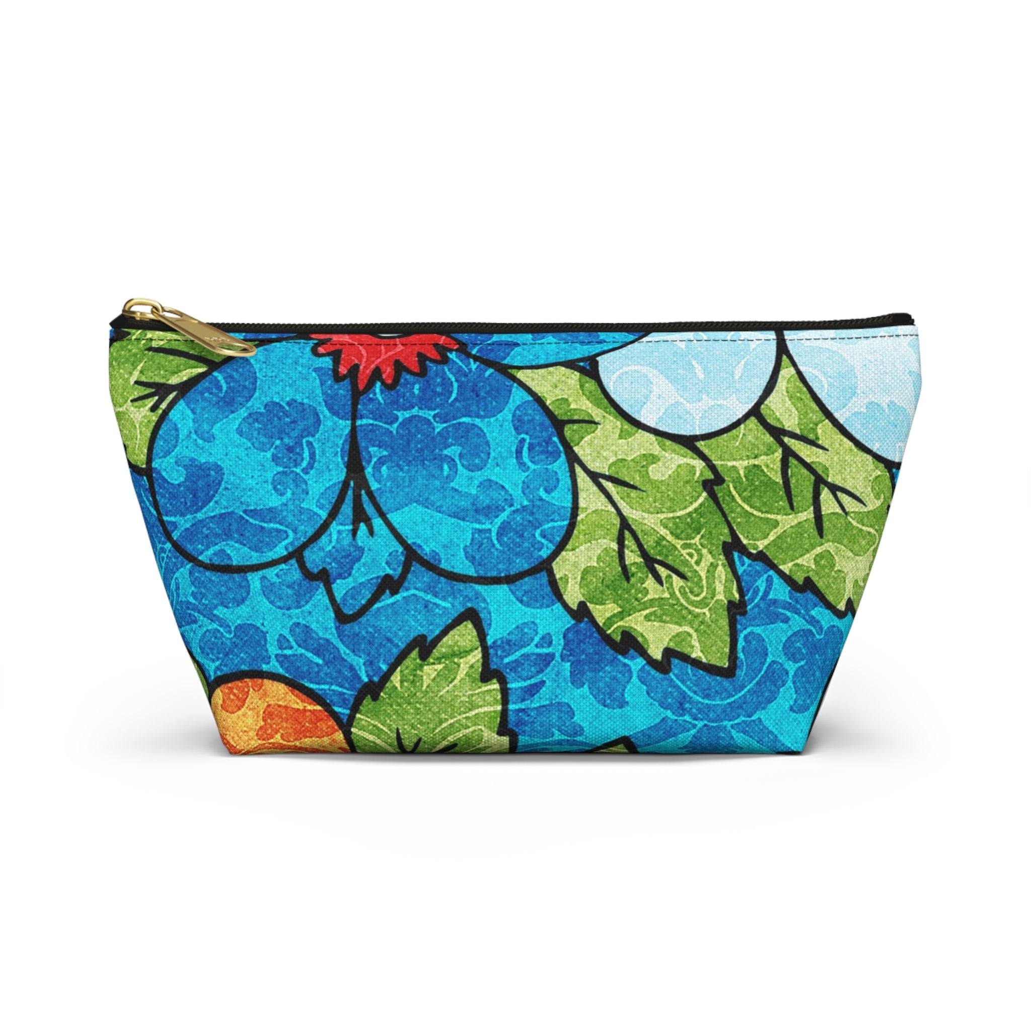 Blue Orange Groovy Accessory Pouch w T-bottom, Artsulli - Art is Long, Life is Short, Bags, Size, Small, Color, Black zipper, , , 17977190131604951701