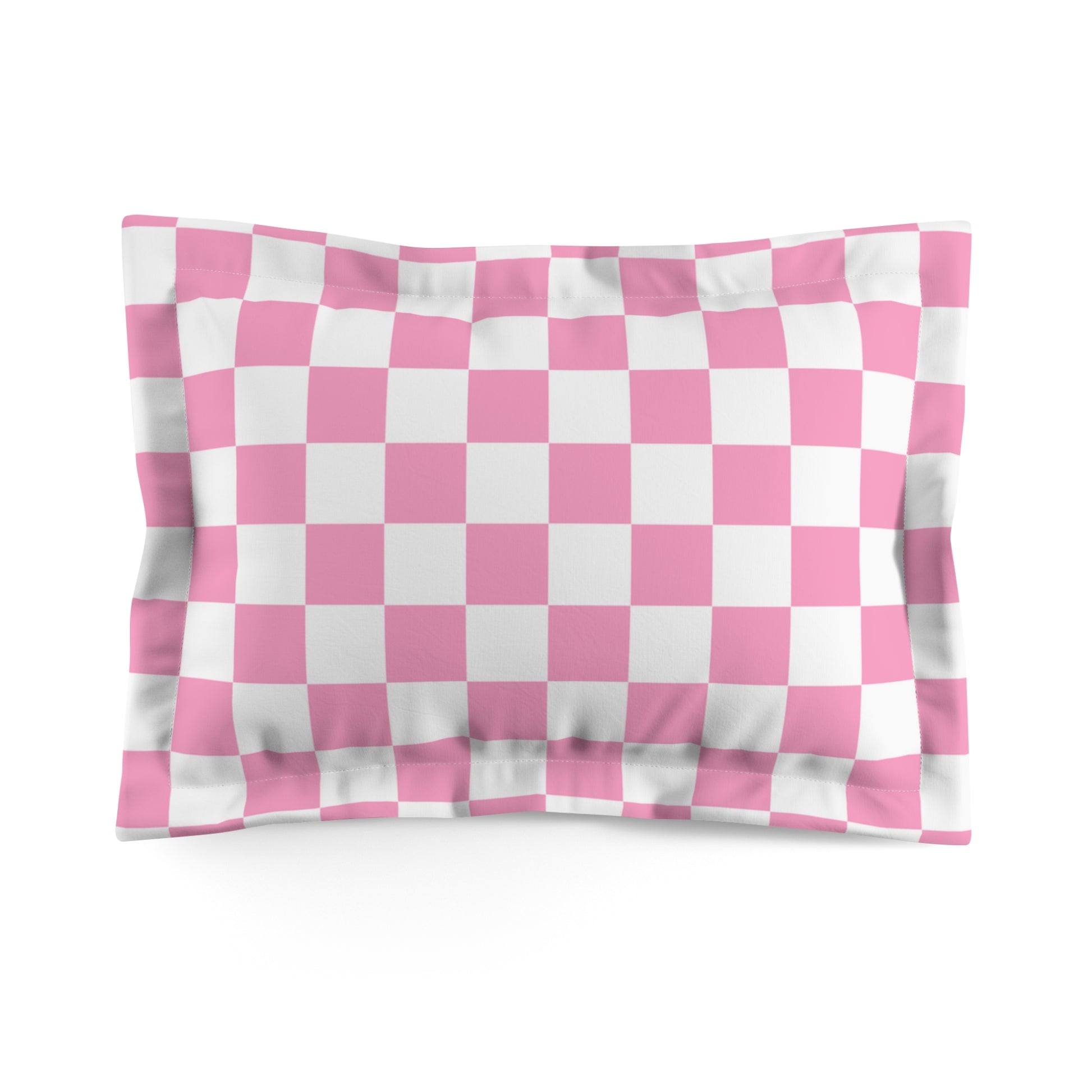 Checkerboard Hot Pink and White Microfiber Pillow Sham, Artsulli - Art is Long, Life is Short, Home Decor, Size, Standard, , , , , 99364962709928366766