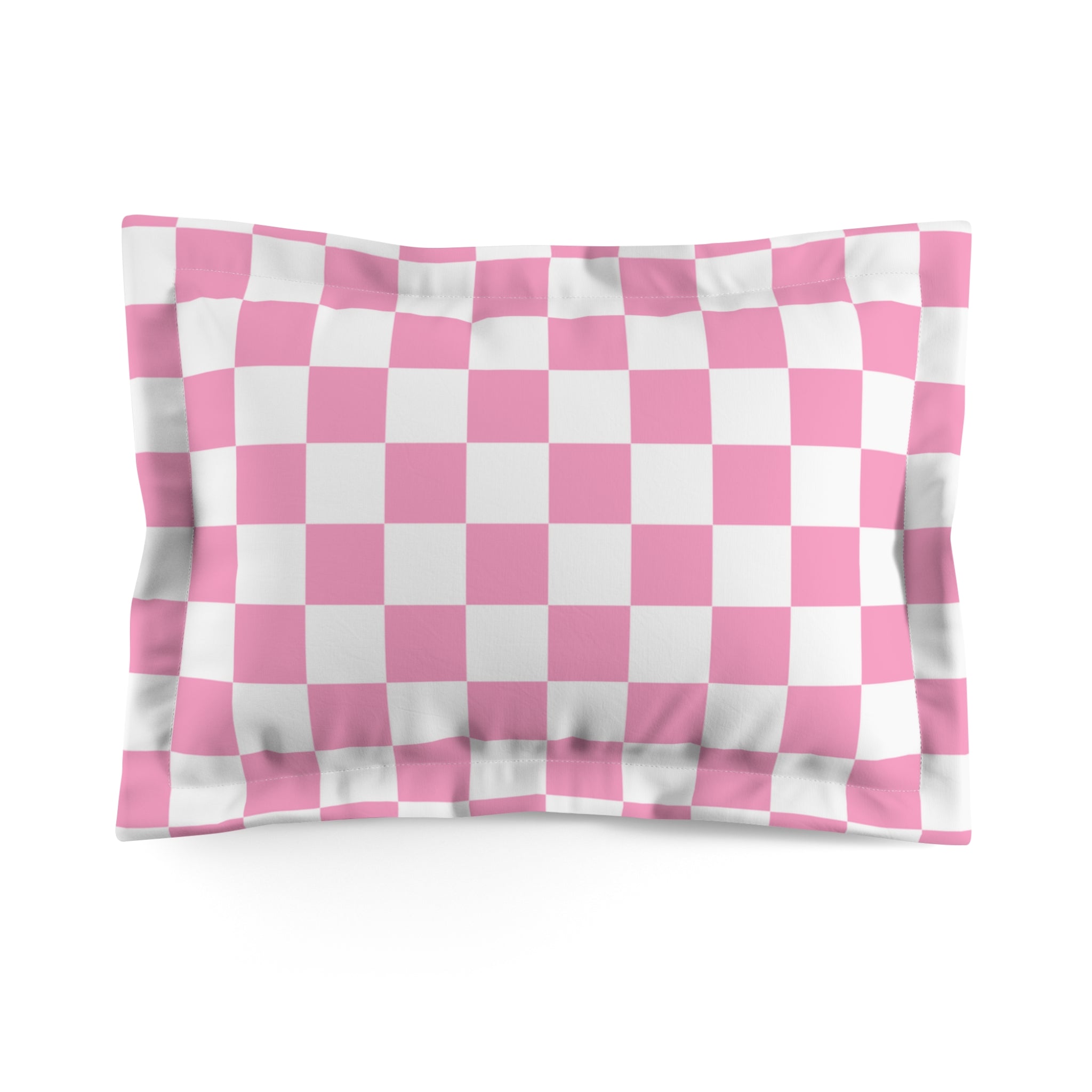 Checkerboard Hot Pink and White Microfiber Pillow Sham, Artsulli - Art is Long, Life is Short, Home Decor, Size, Standard, , , , , 99364962709928366766