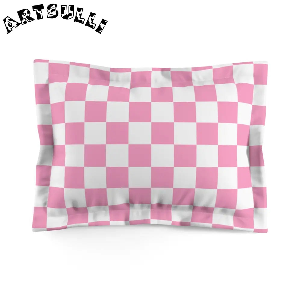 JAKKOUTTHEBXX Checkerboard Hot Pink and White Microfiber Pillow Sham