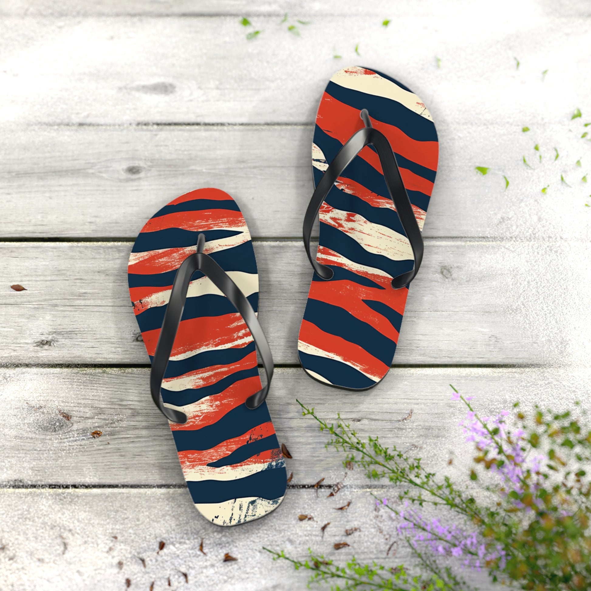 Camo Tiger Stripes Flip Flops, Artsulli - Art is Long, Life is Short, Shoes, , , , , , , 