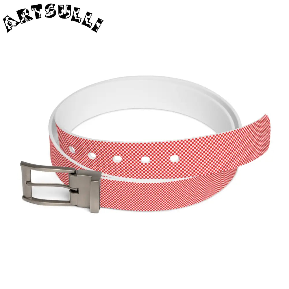 JAKKOUTTHEBXX Checkerboard Red and White Belt JAKKOUTTHEBXX Artsulli