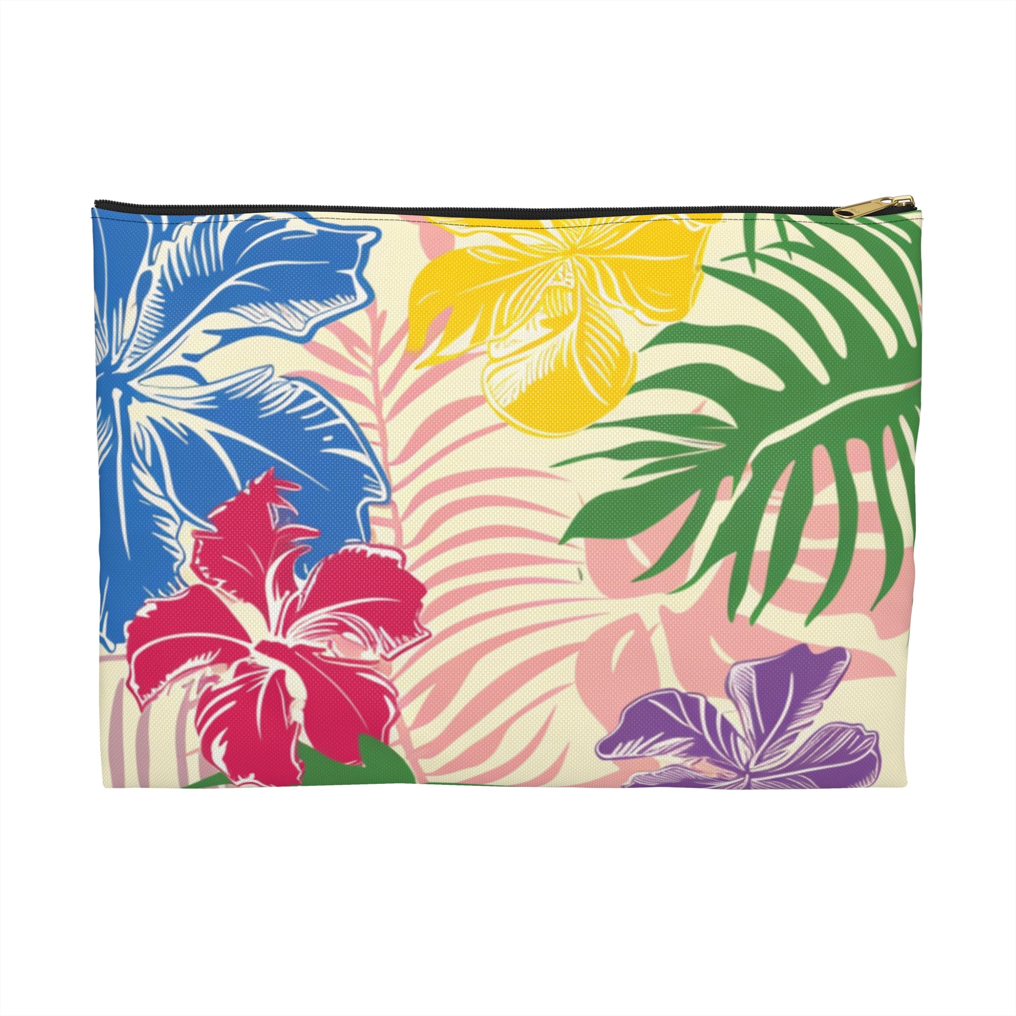 Blooming Tropical Flowers  Accessory Pouch, Artsulli - Art is Long, Life is Short, Bags, Size, Large, Color, Black zipper, , , 24586071071914404782
