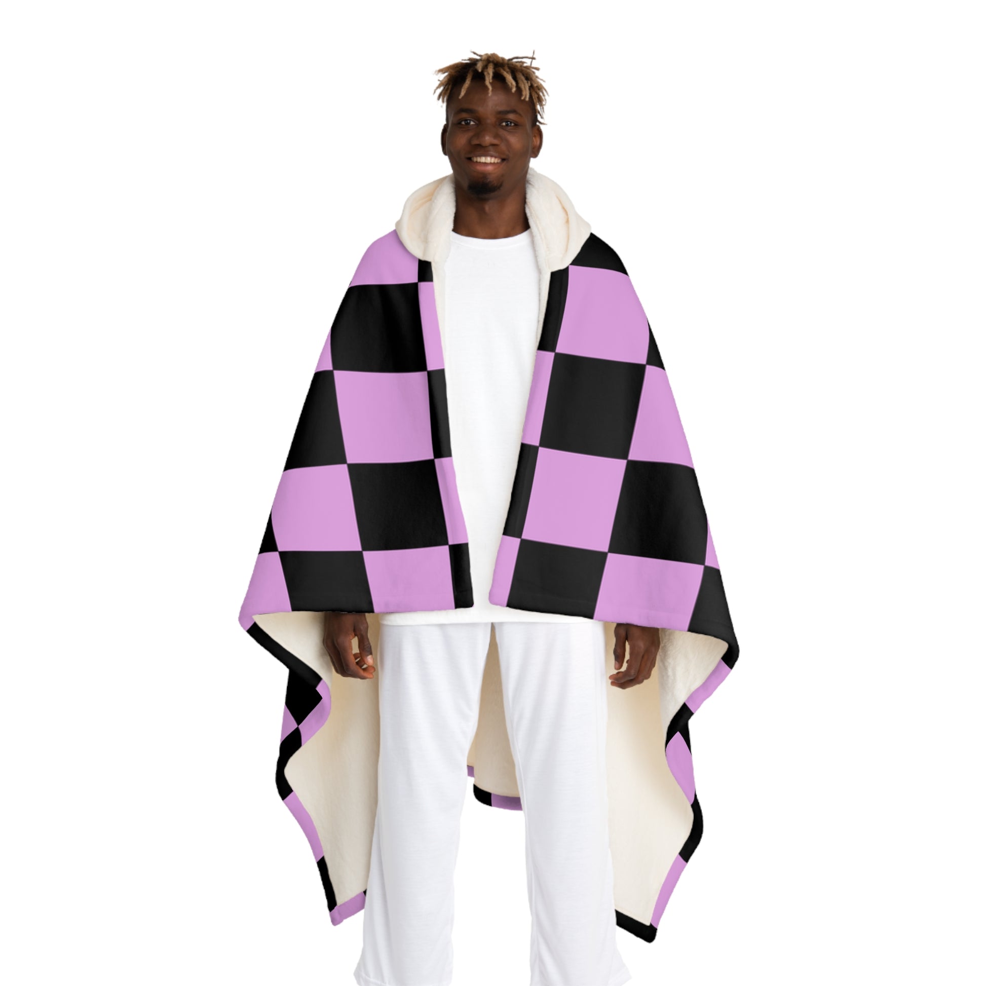 Pixel Punk Vision Hooded Sherpa Fleece Blanket, Artsulli - Art is Long, Life is Short, All Over Prints, Size, One size, Color, Cream, , , 18950255018729711727