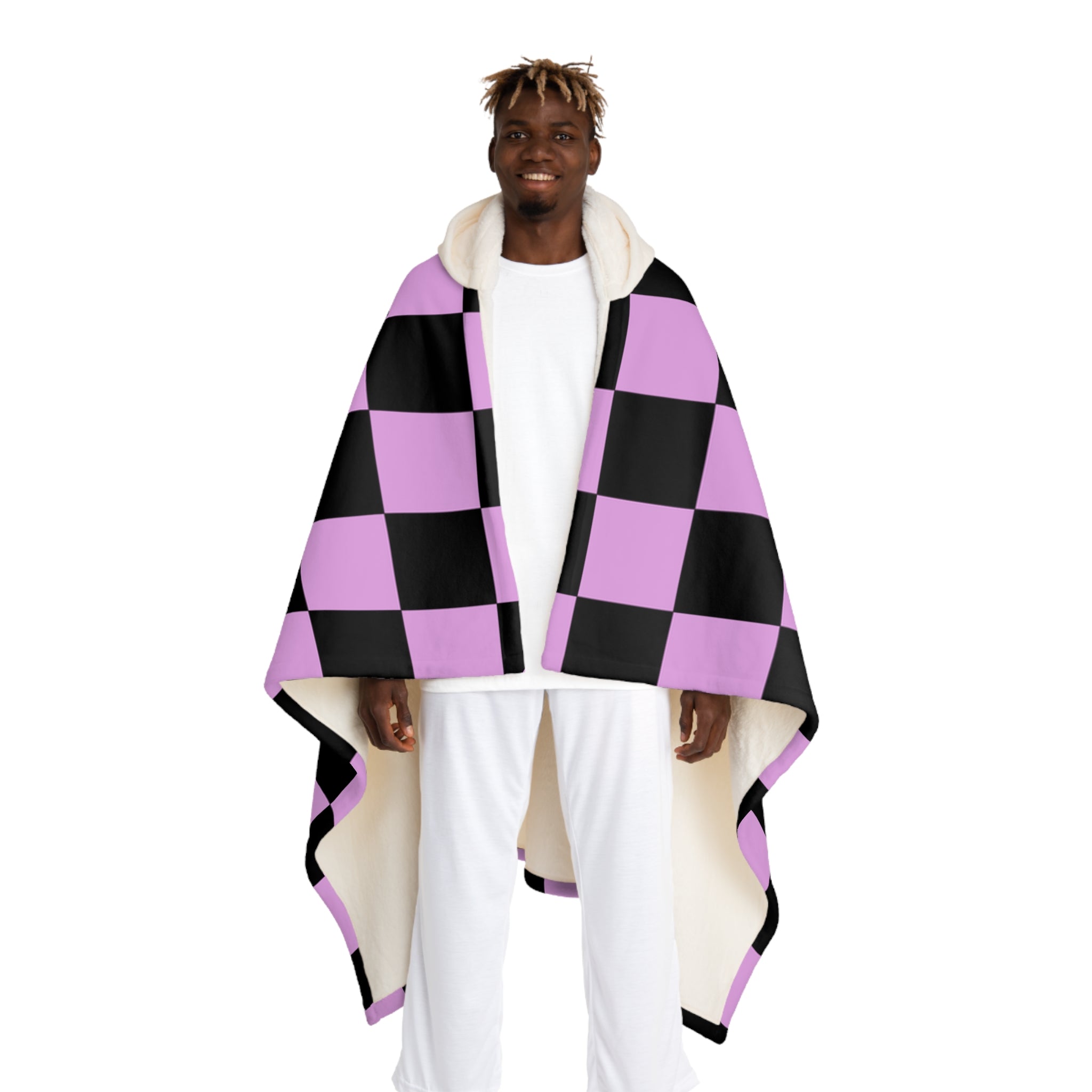 Pixel Punk Vision Hooded Sherpa Fleece Blanket, Artsulli - Art is Long, Life is Short, All Over Prints, Size, One size, Color, Cream, , , 18950255018729711727