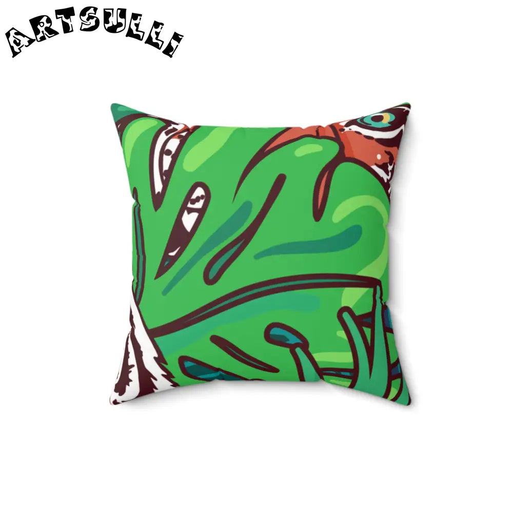 JAKKOUTTHEBXX Tropical Jungle Tigers Blue and Green Spun Polyester