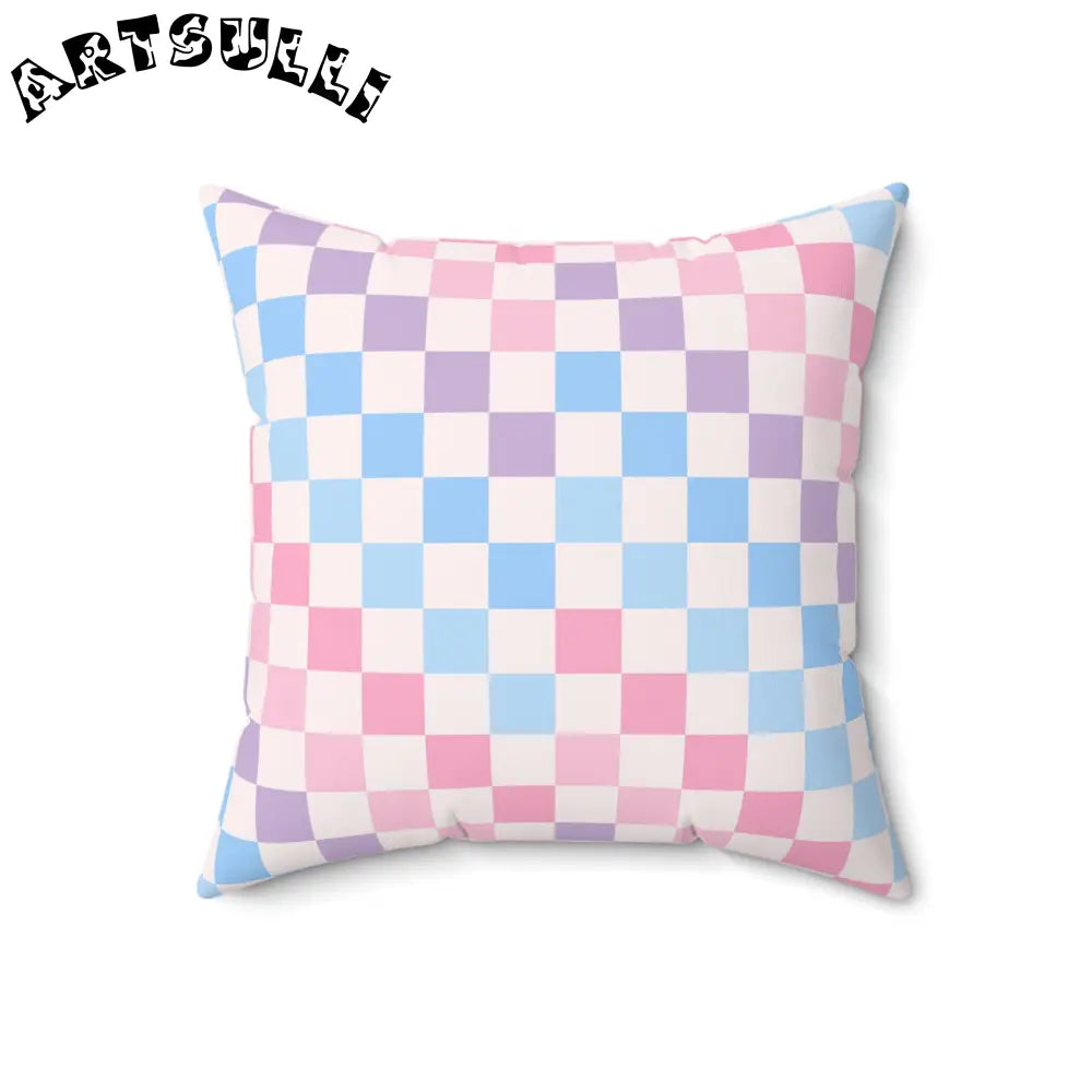 JAKKOUTTHEBXX Checkerboard Pink and Blue Spun Polyester Square