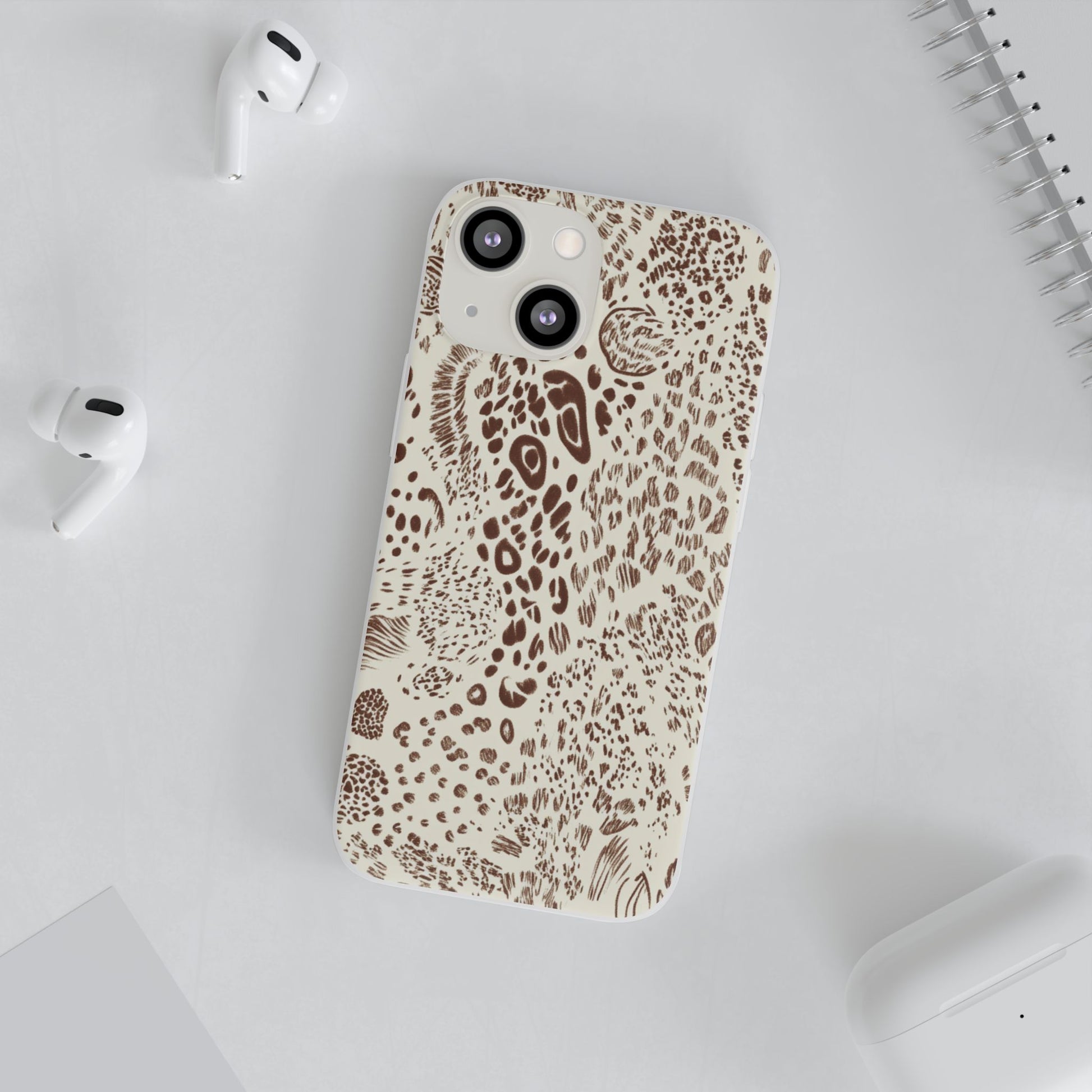Brown Animal Print Flexi Case, Artsulli - Art is Long, Life is Short, Phone Case, , , , , , , 