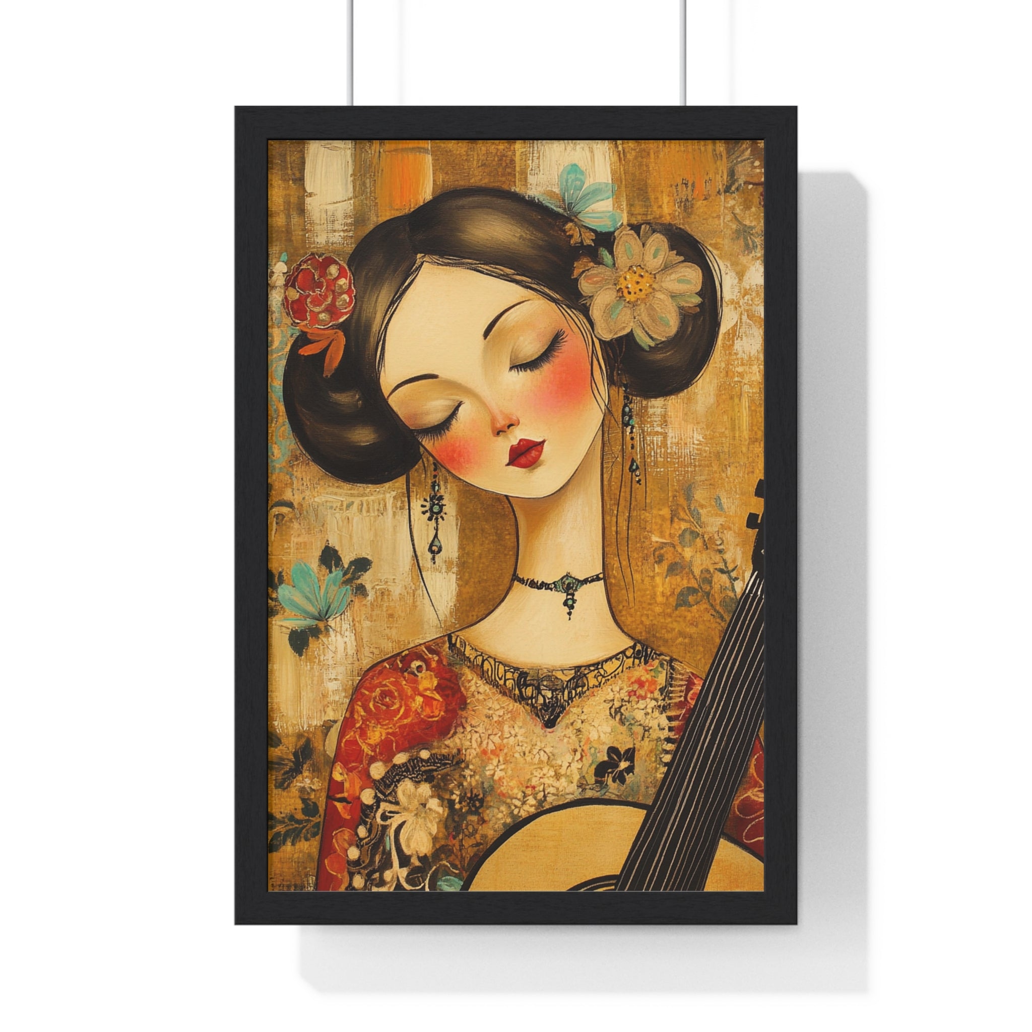 Woman With A Guitar Vertical Framed Poster, Artsulli - Art is Long, Life is Short, Poster, Size, 12″ x 18″, Color, Black, , , 29920666548469433951