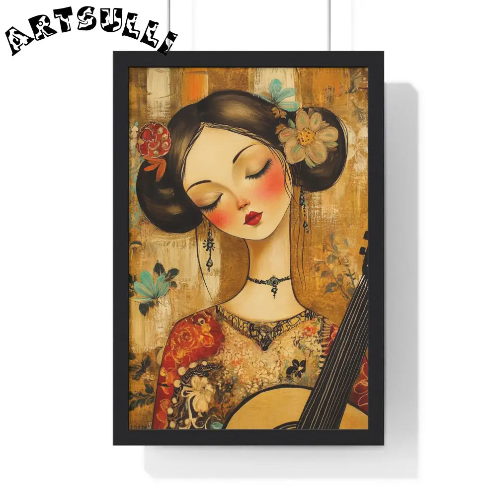 JAKKOUTTHEBXX Stylized Woman Musician Wood-Framed Poster 2025