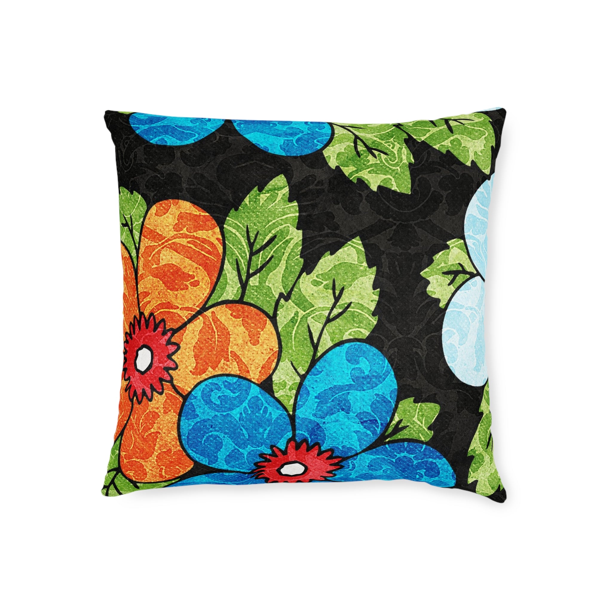 Groovy Black Floral Kl Square Pillow, Artsulli - Art is Long, Life is Short, Home Decor, Size, 18" × 18", , , , , 48794151610580533713