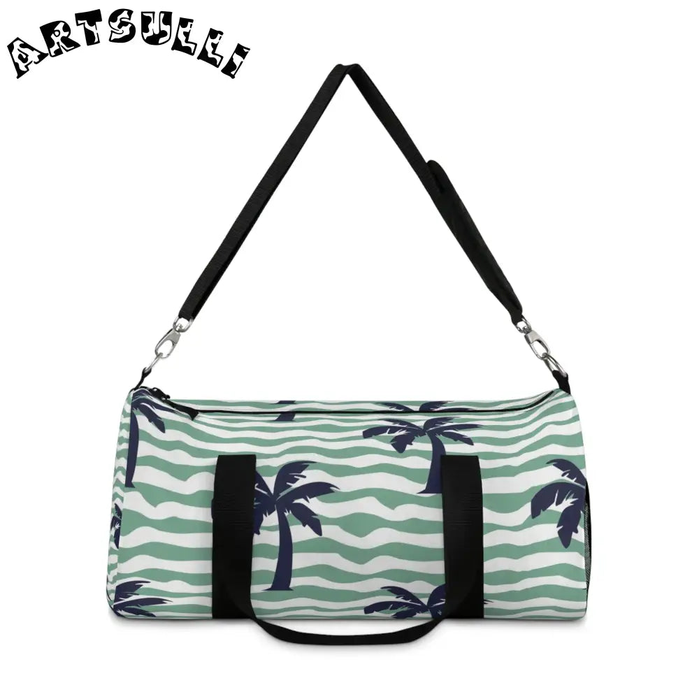 JAKKOUTTHEBXX Wavy Stripes and Palm Trees Duffel Bag JAKKOUTTHEBXX