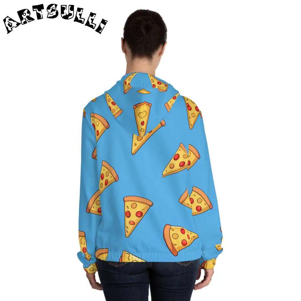 JAKKOUTTHEBXX Blue Pizza Dreamscape Women’s Full-Zip Hoodie (AOP)