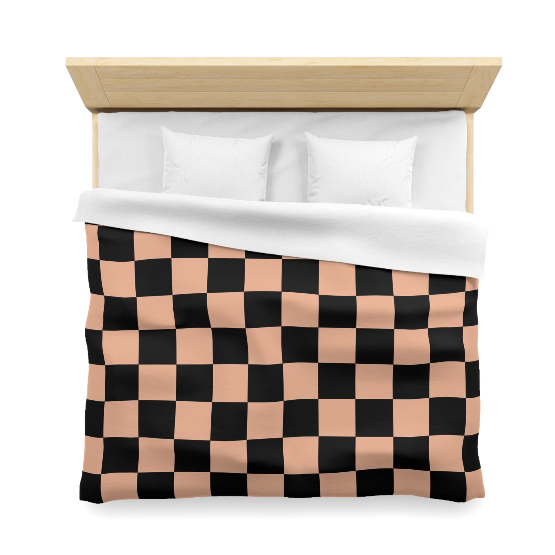 Checkerboard Soft Orange and Black Microfiber Duvet Cover, Artsulli - Art is Long, Life is Short, Home Decor, , , , , , , 