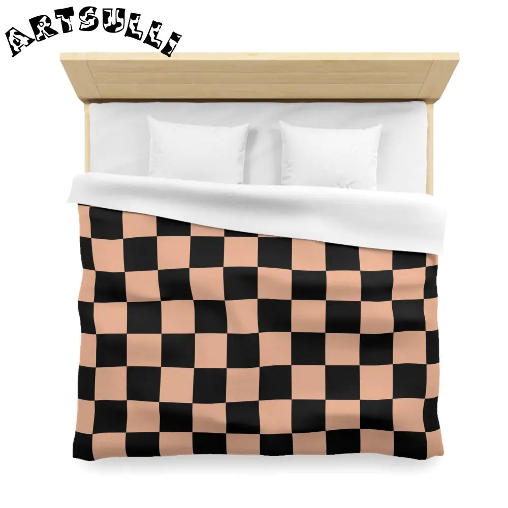 JAKKOUTTHEBXX Checkerboard Soft Orange and Black Microfiber Duvet
