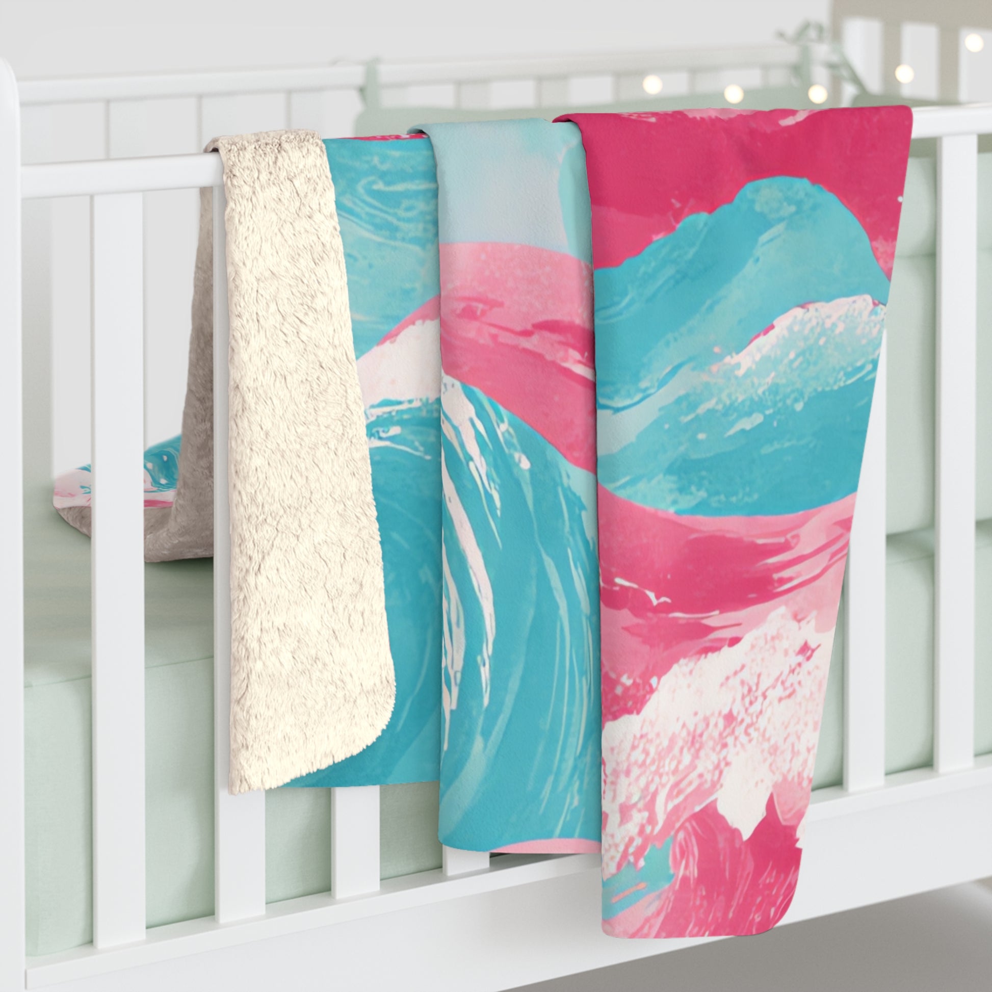 The Great Pastelwave Pink and Blue Sherpa Fleece Blanket, Artsulli - Art is Long, Life is Short, Home Decor, , , , , , , 