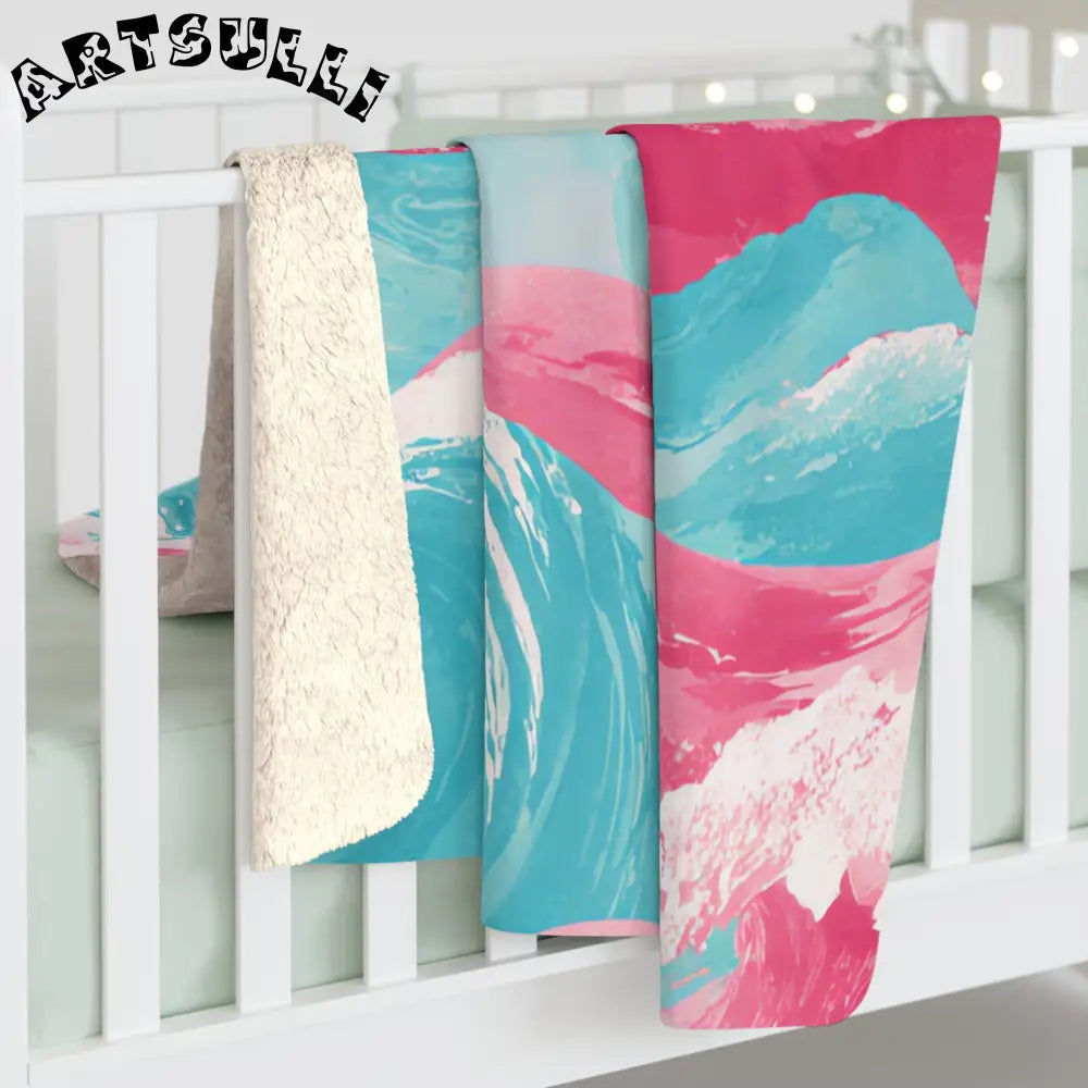 JAKKOUTTHEBXX The Great Pastelwave Pink and Blue Sherpa Fleece