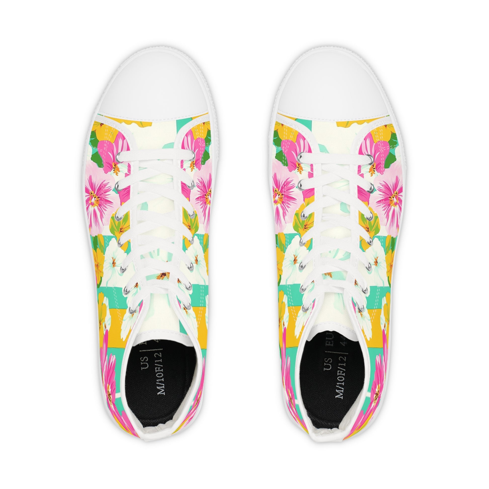 Pastel x Floral x Stripes Multi-Color Men's High Top Sneakers, Artsulli - Art is Long, Life is Short, Shoes, , , , , , , 