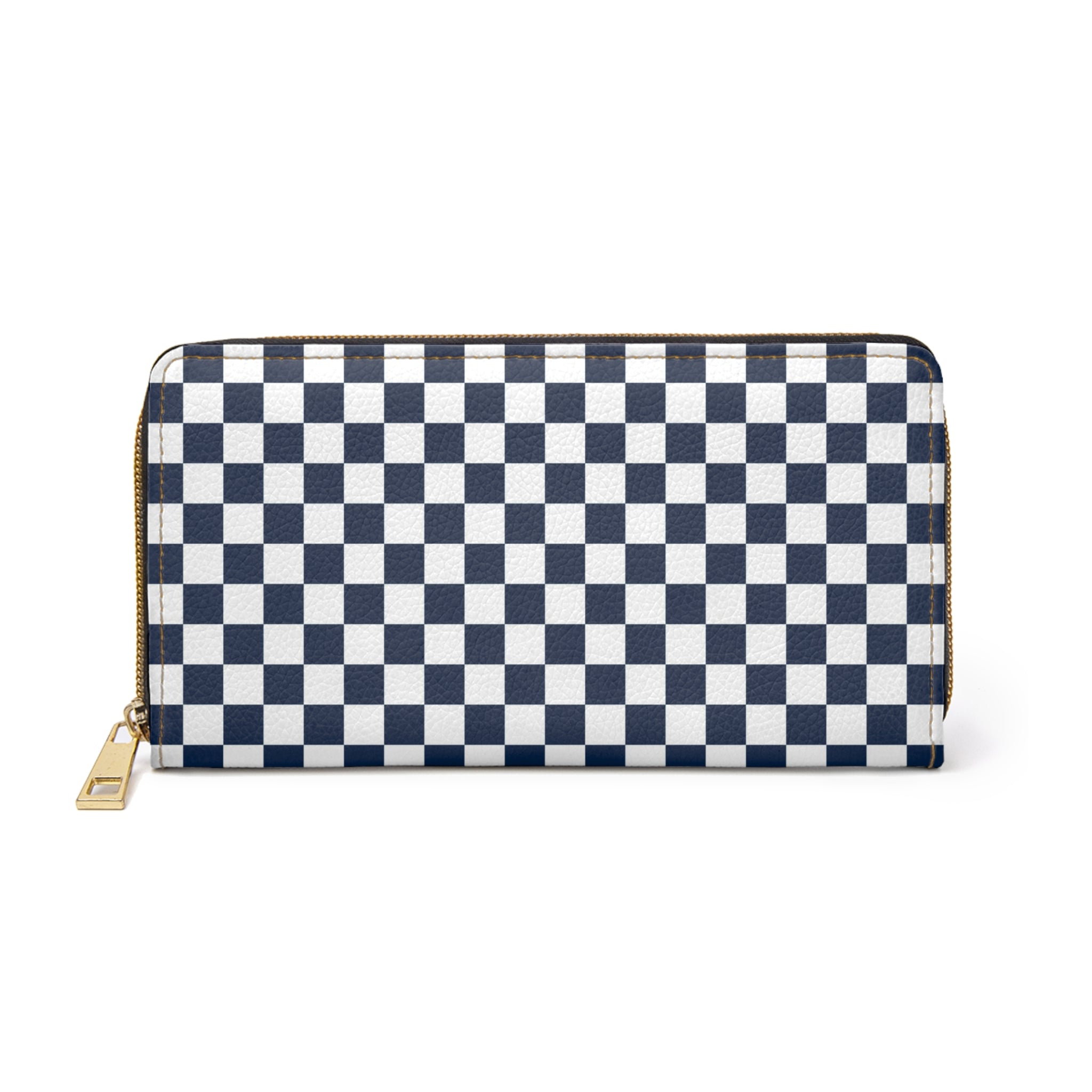 Checkerboard II White and Navy Blue Zipper Wallet, Artsulli - Art is Long, Life is Short, Accessories, Size, One size, Color, White, , , 21112056352005233313