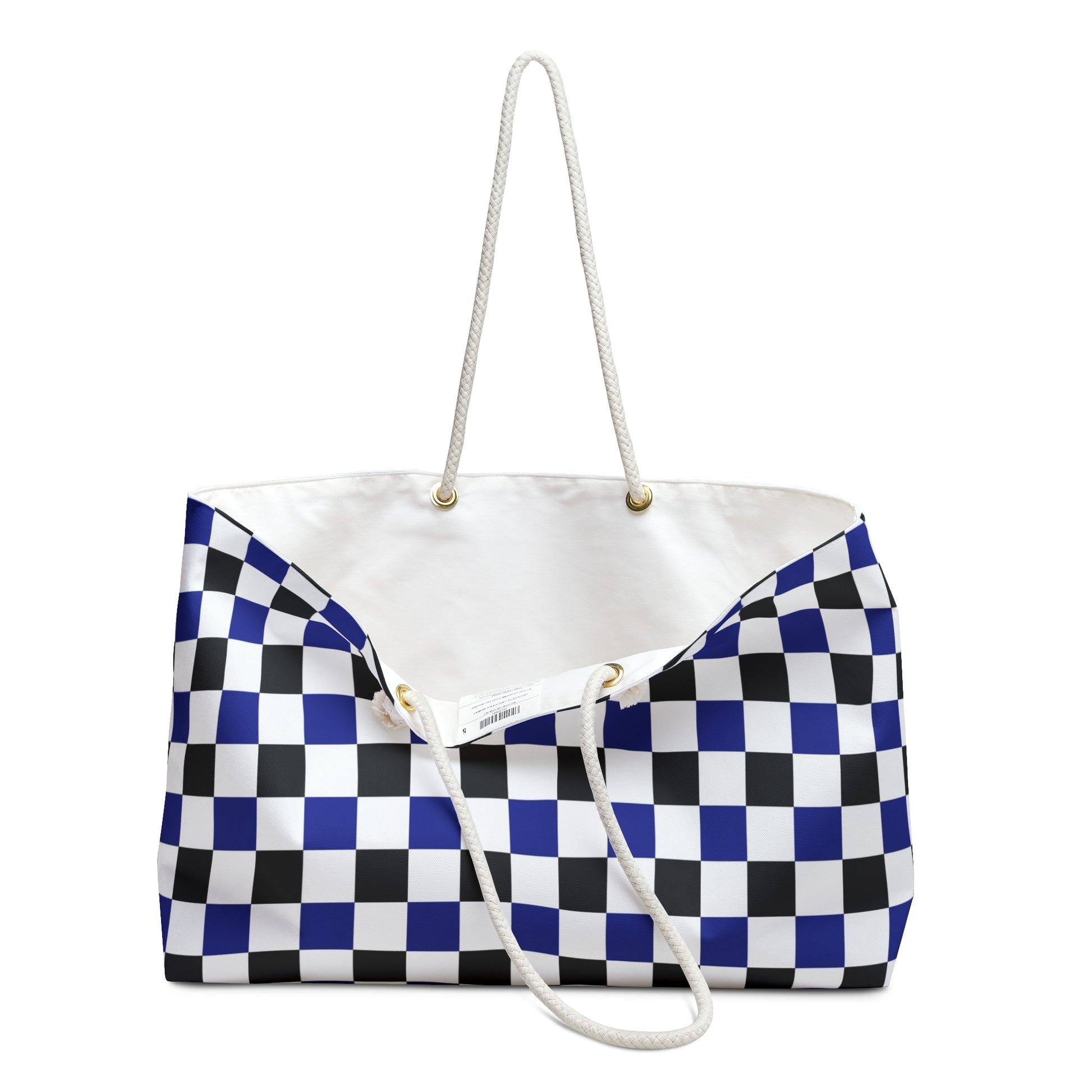 Checkerboard Blue White and Black Weekender Bag, Artsulli - Art is Long, Life is Short, Bags, , , , , , , 