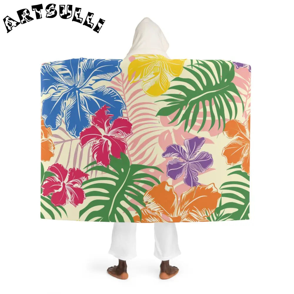 JAKKOUTTHEBXX Tropical Floral Hooded Sherpa Fleece Blanket 2025