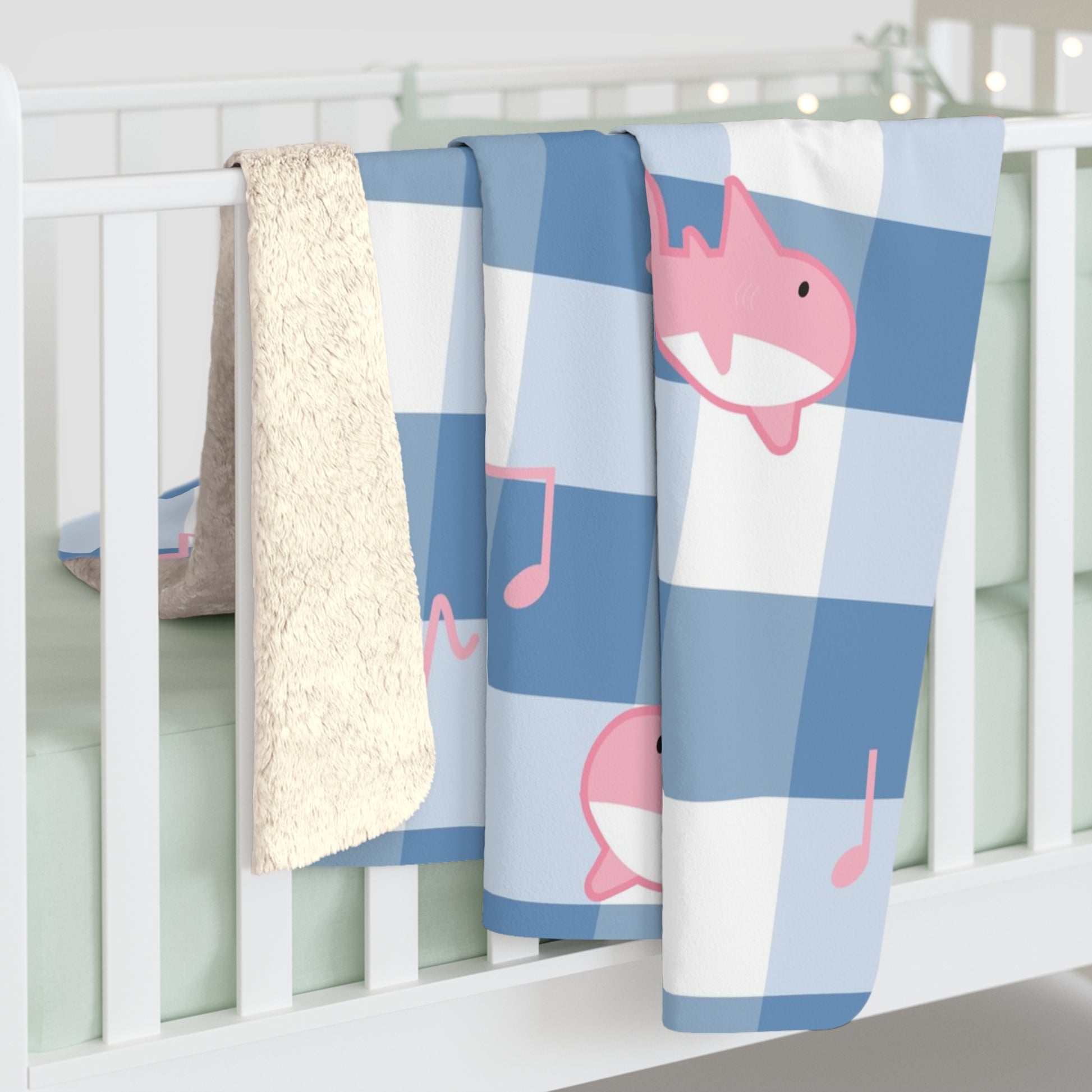 Music Shark Sherpa Fleece Blanket, Artsulli - Art is Long, Life is Short, Home Decor, , , , , , , 