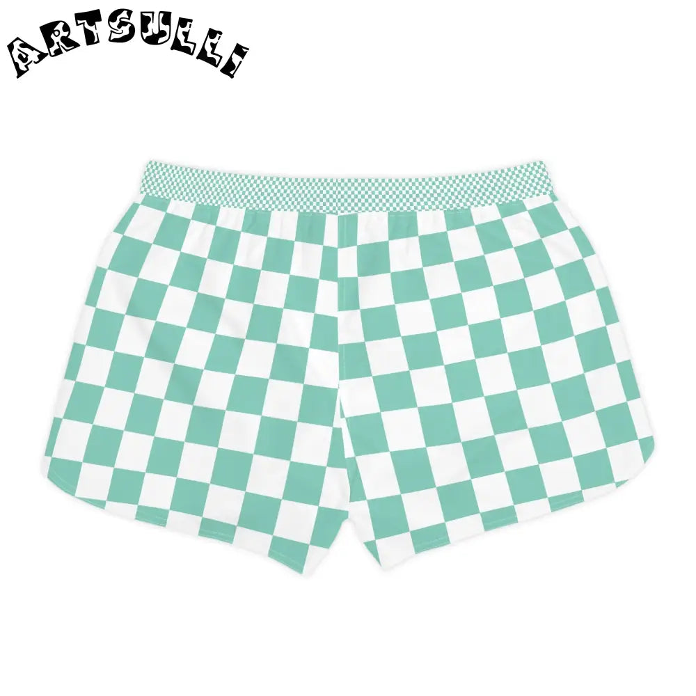 JAKKOUTTHEBXX Checkerboard Light Green Women’s Casual Shorts (AOP)