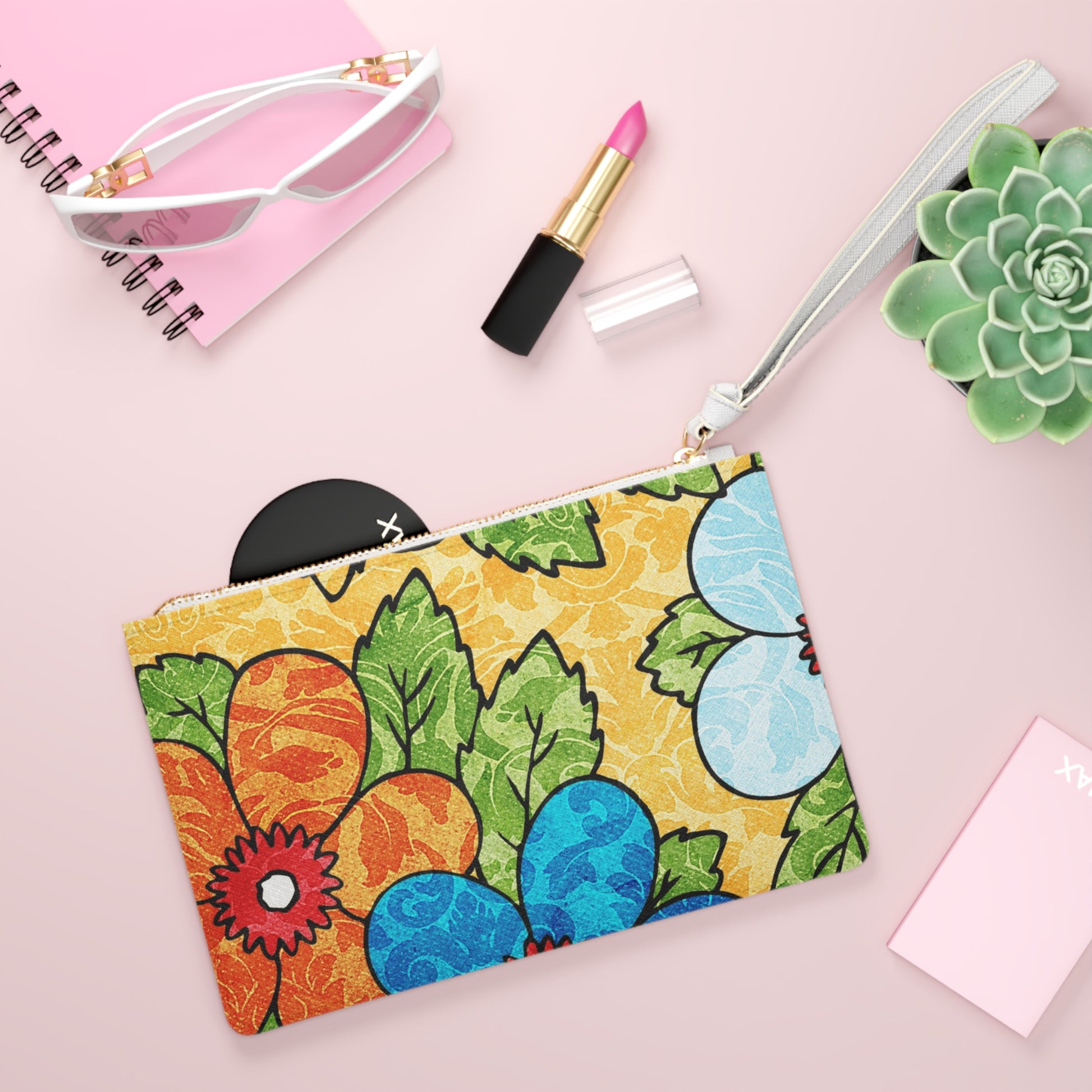 Groovy Yellow Floral Kl Clutch Bag, Artsulli - Art is Long, Life is Short, Bags, , , , , , , 
