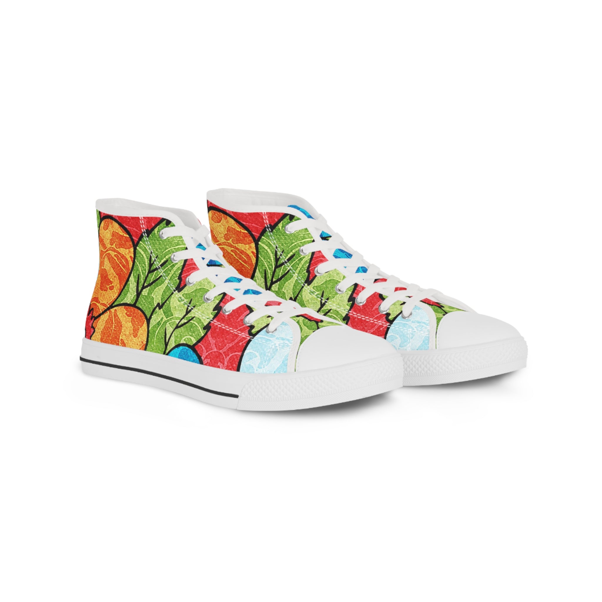 Groovy Red Floral Kl Men's High Top Sneakers, Artsulli - Art is Long, Life is Short, Shoes, Size, US 5, Color, White sole, , , 32031712274346205756