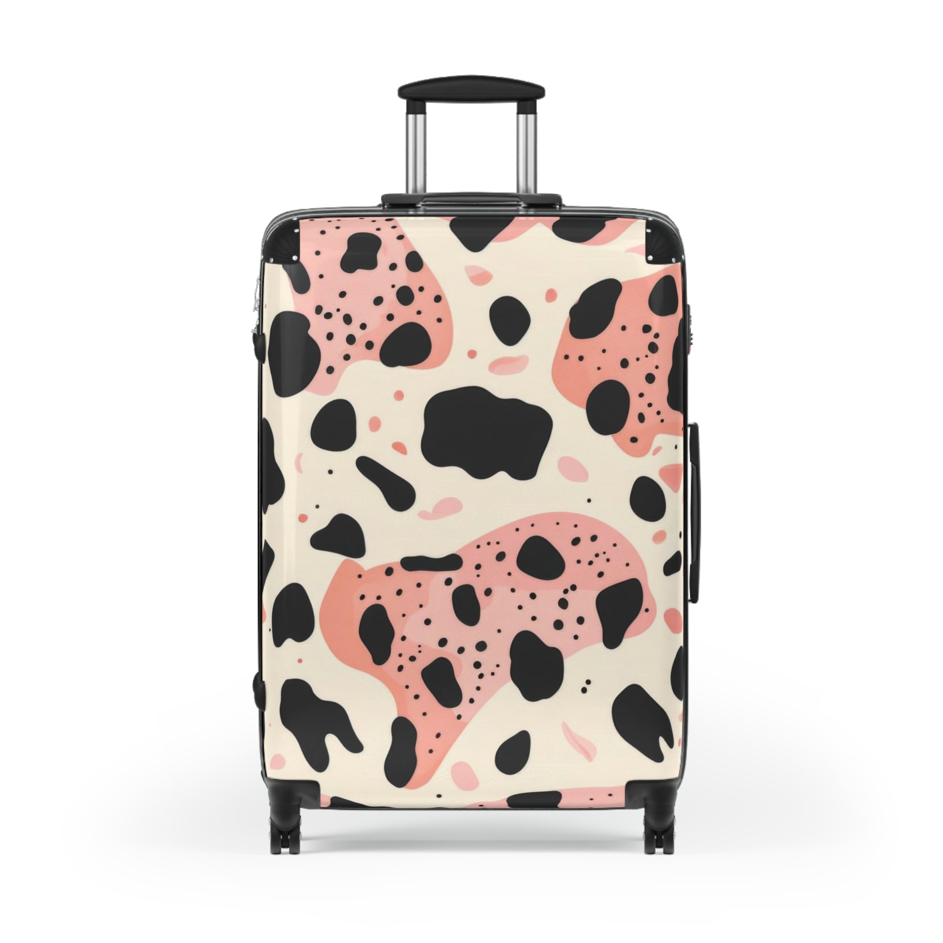 Organic Cow Print Cream and Pink Suitcase, Artsulli - Art is Long, Life is Short, Bags, Size, Large, Color, Black, , , 85942636154453