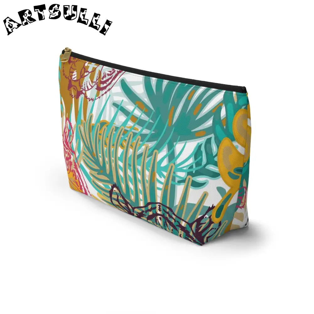 JAKKOUTTHEBXX Tropical Jungle Tigers Brown and Green Accessory Pouch