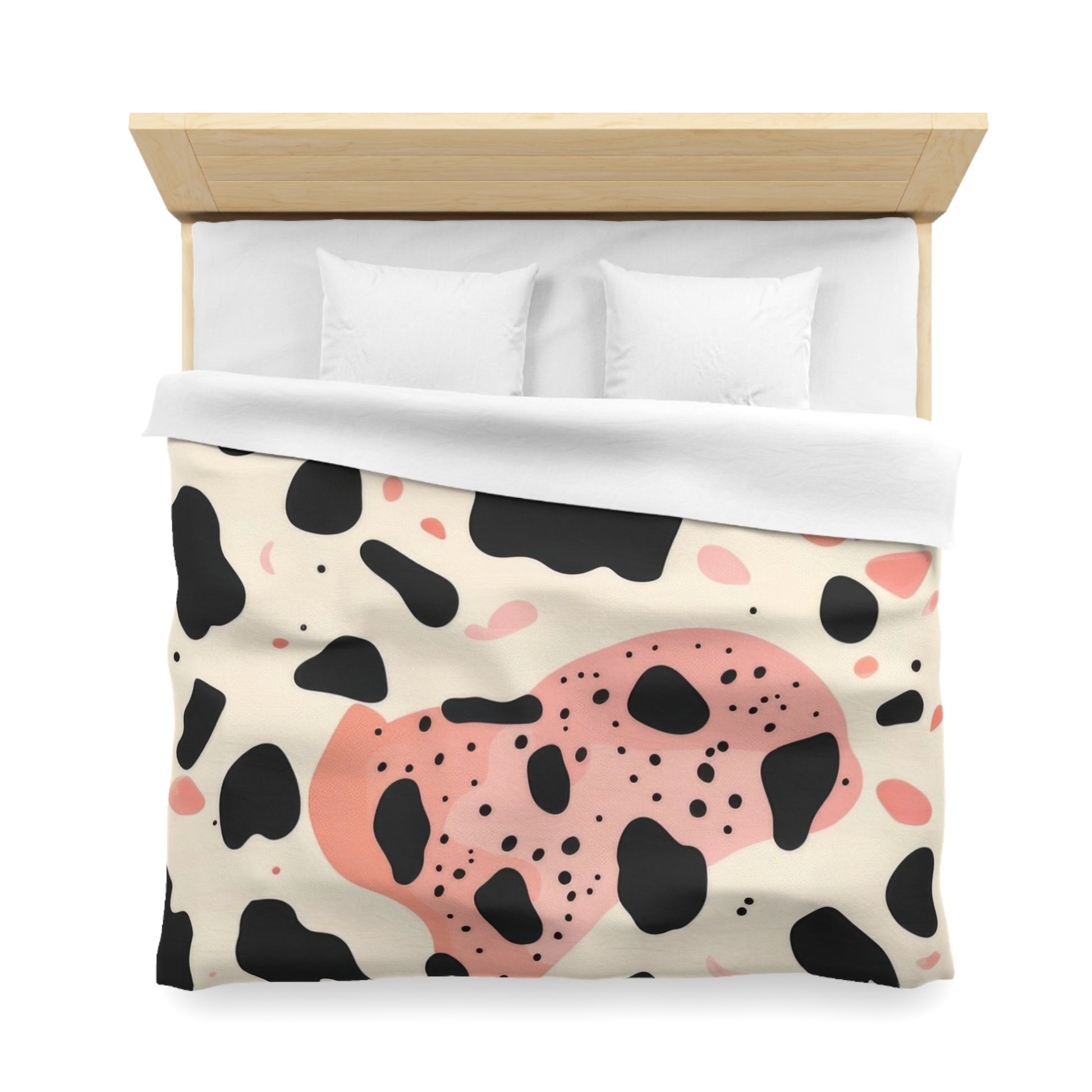 Organic Cow Print Cream and Pink Microfiber Duvet Cover, Artsulli - Art is Long, Life is Short, Home Decor, , , , , , , 