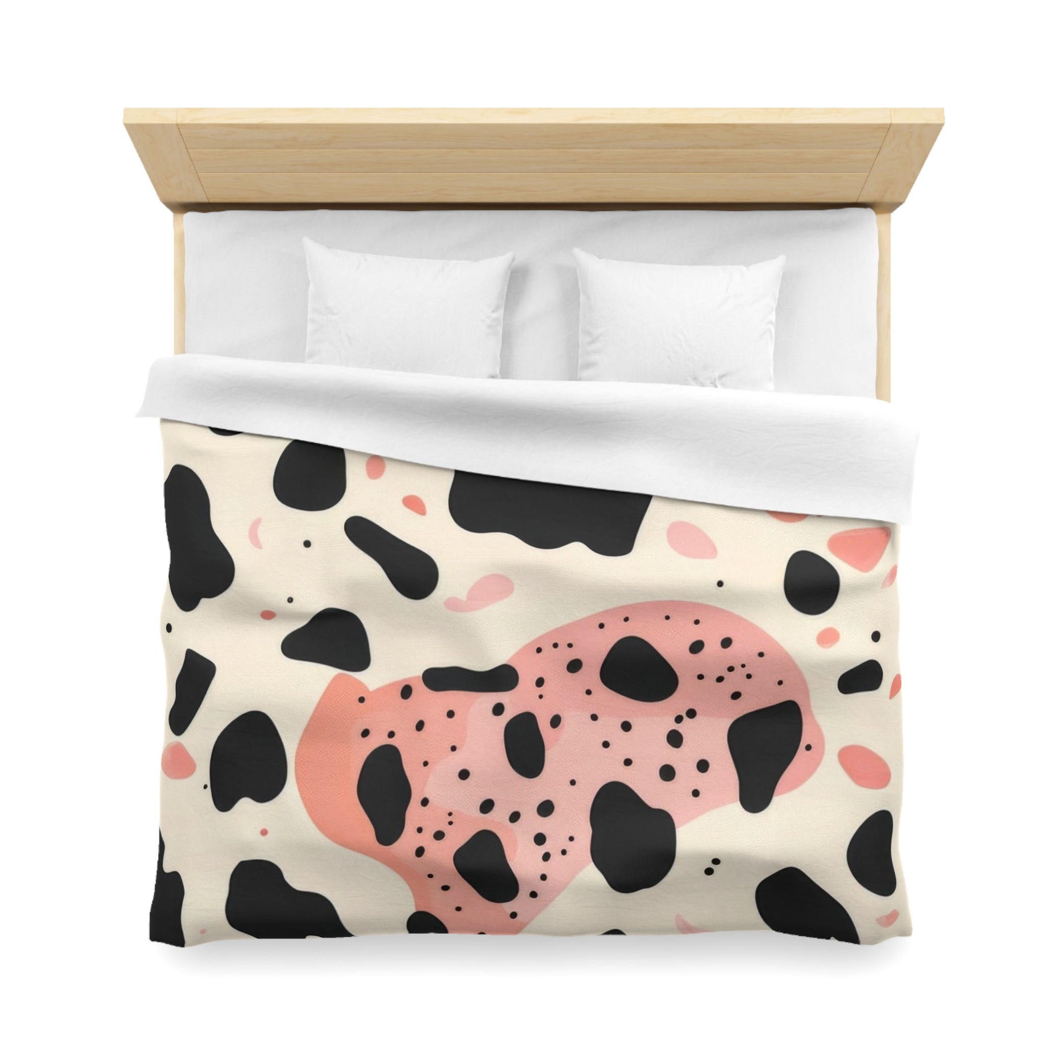 Organic Cow Print Cream and Pink Microfiber Duvet Cover, Artsulli - Art is Long, Life is Short, Home Decor, , , , , , , 
