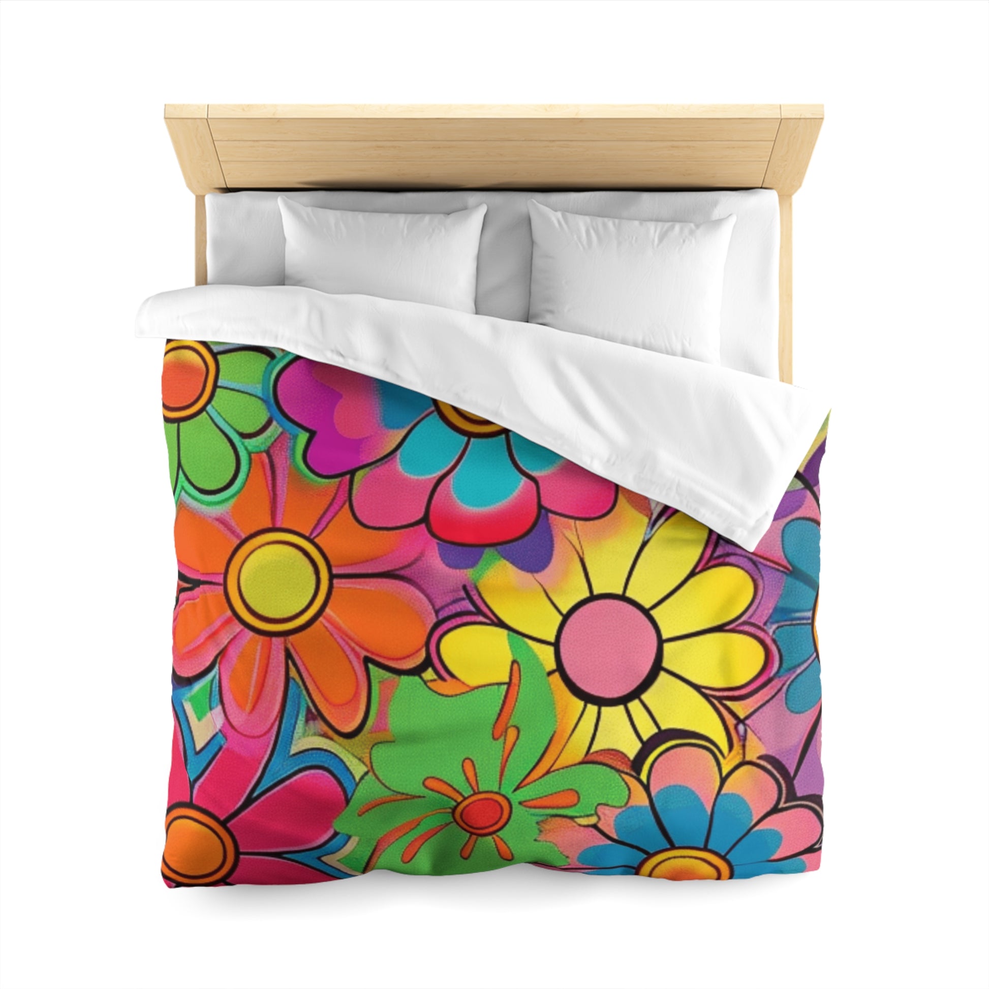 Chromatic Daisy Dream Microfiber Duvet Cover, Artsulli - Art is Long, Life is Short, Home Decor, , , , , , , 