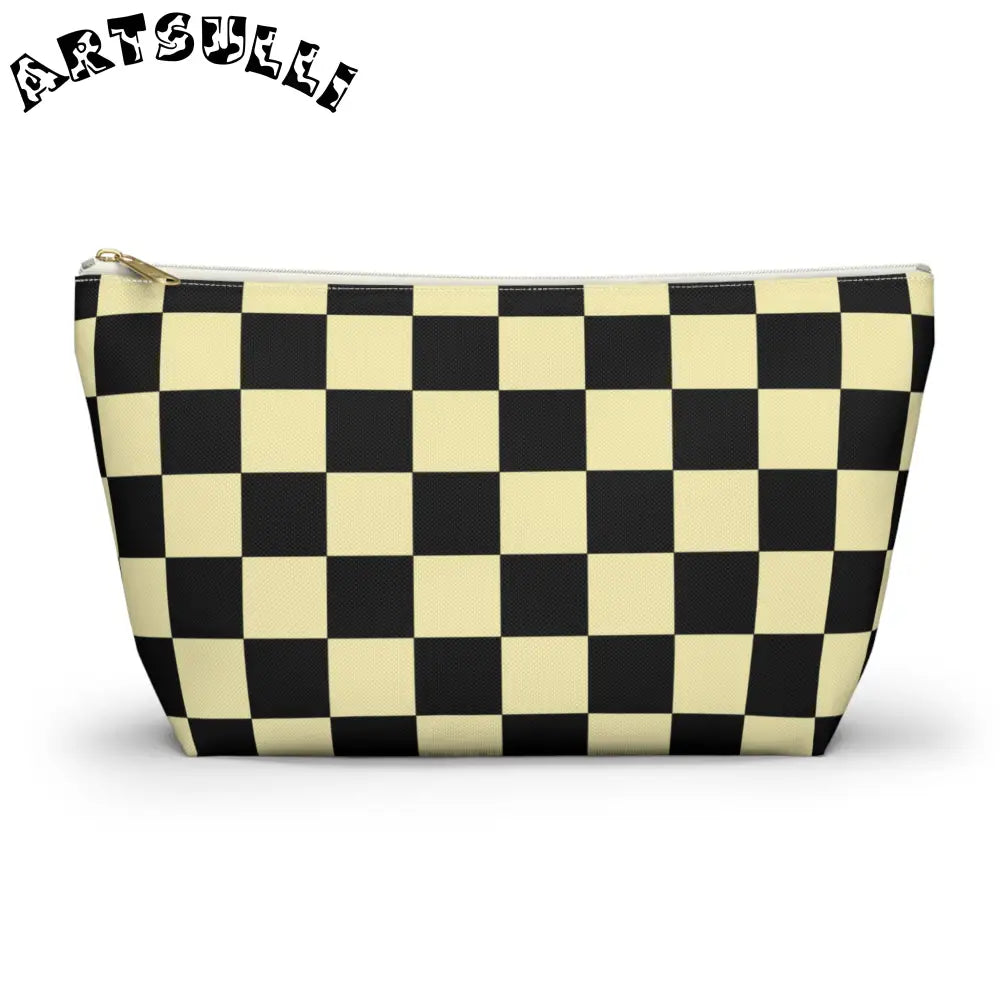 JAKKOUTTHEBXX Checkerboard Black and Yellow Accessory Pouch w