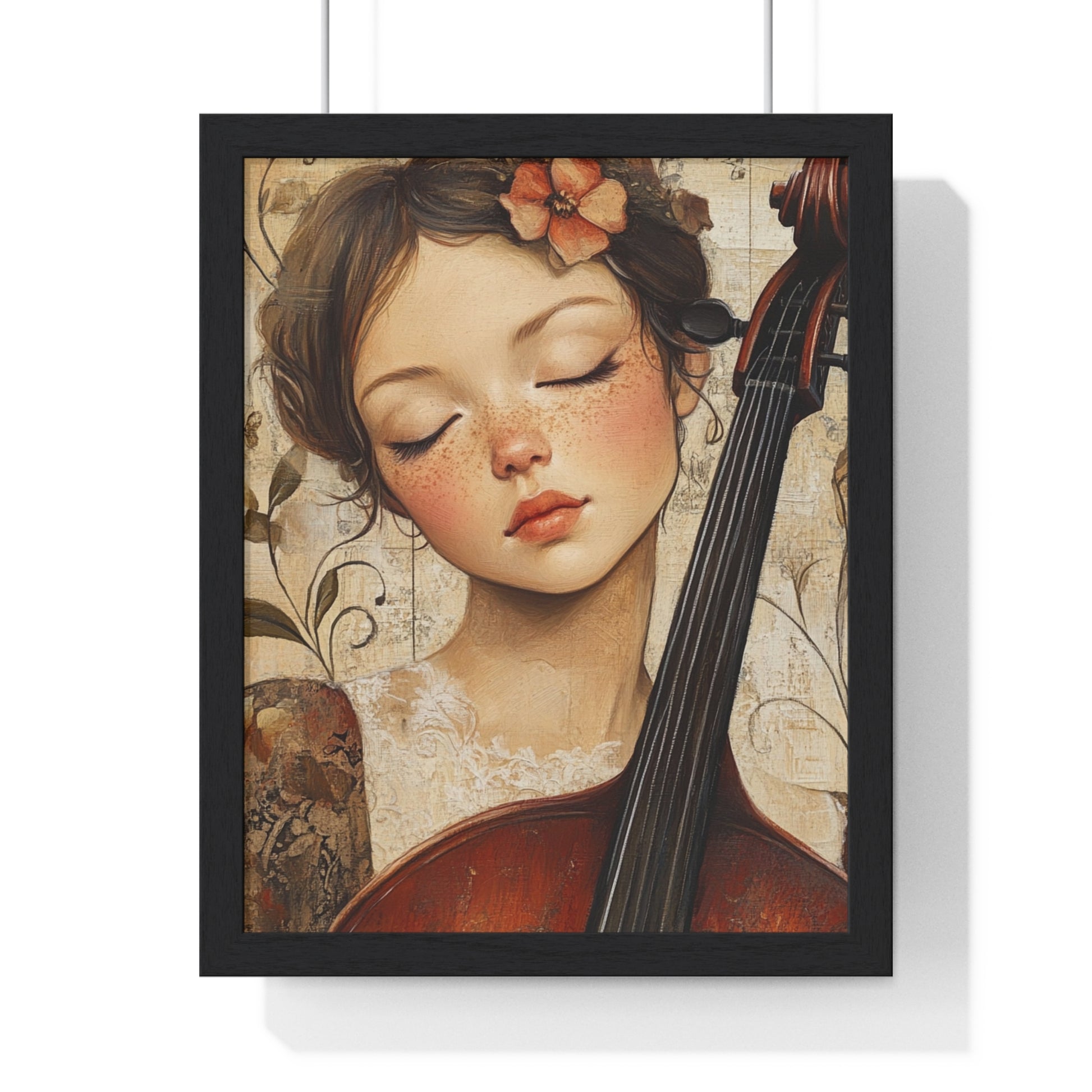 Girl With A Violin II Vertical Framed Poster, Artsulli - Art is Long, Life is Short, Poster, Size, 11″ x 14″, Color, Black, , , 17449050327282720264