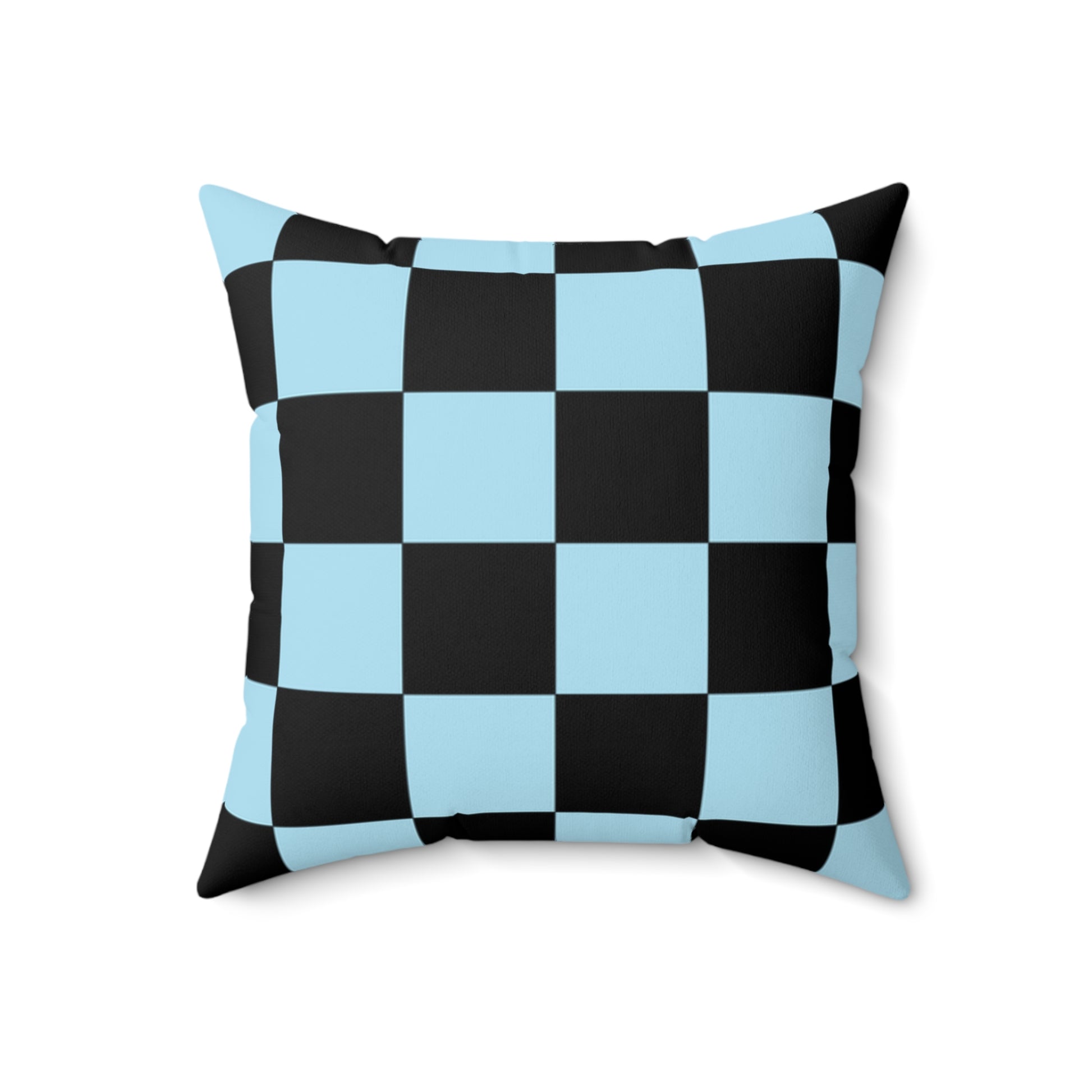 Checkerboard Black and Blue Spun Polyester Square Pillow, Artsulli - Art is Long, Life is Short, Home Decor, Size, 18" × 18", , , , , 32368510868540694825