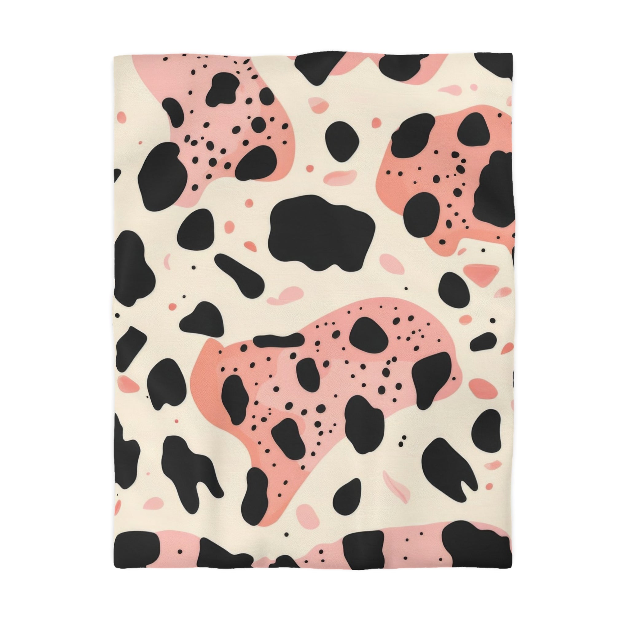 Organic Cow Print Cream and Pink Microfiber Duvet Cover, Artsulli - Art is Long, Life is Short, Home Decor, Size, Twin, Color, White, , , 85685902604404