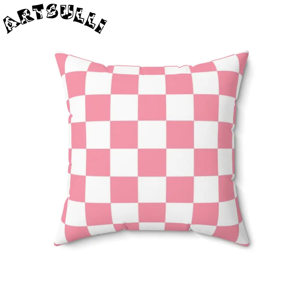 JAKKOUTTHEBXX Pink Checkerboard Throw Pillow 2025