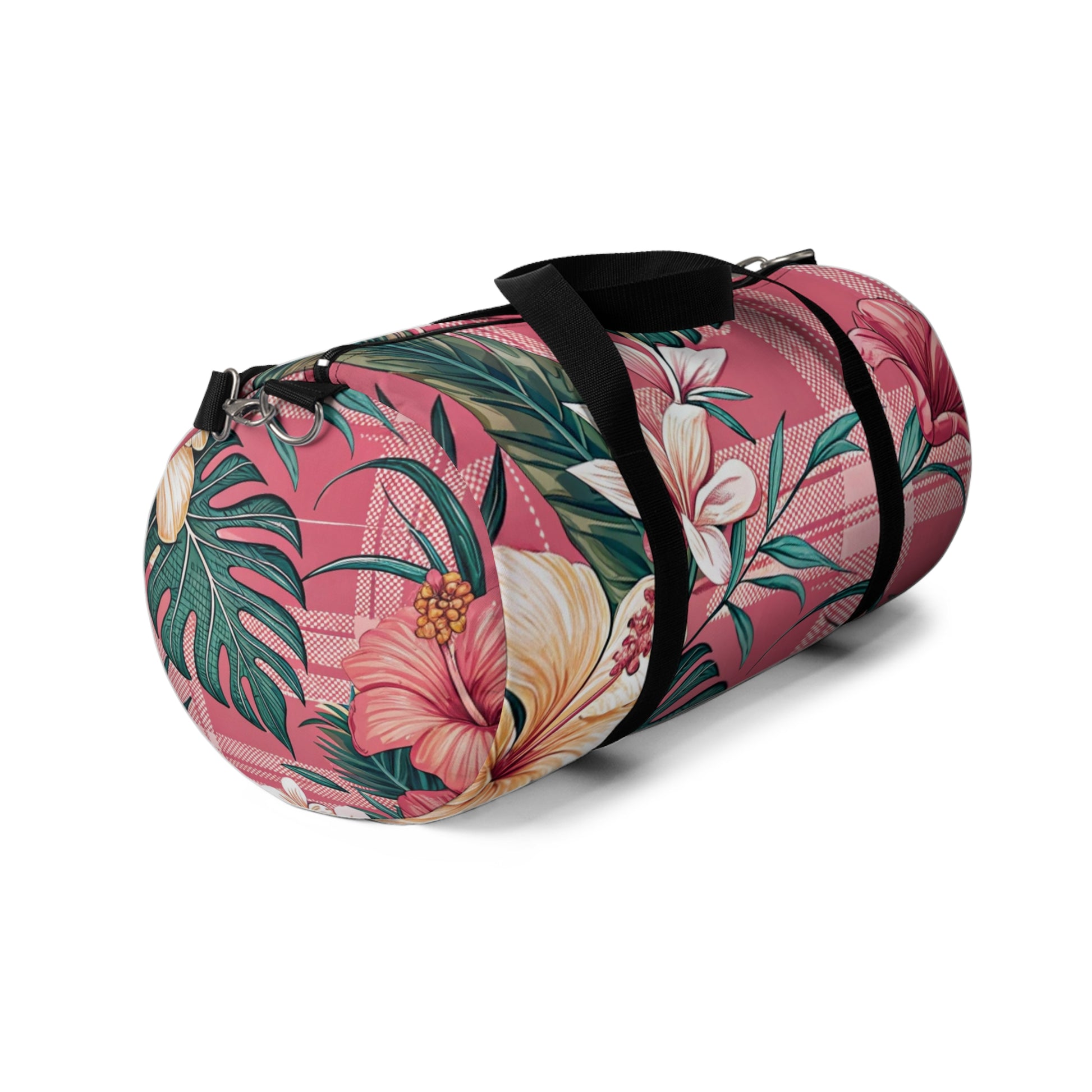 Plaid x Floral Burgundy and Green Duffel Bag, Artsulli - Art is Long, Life is Short, Bags, , , , , , , 
