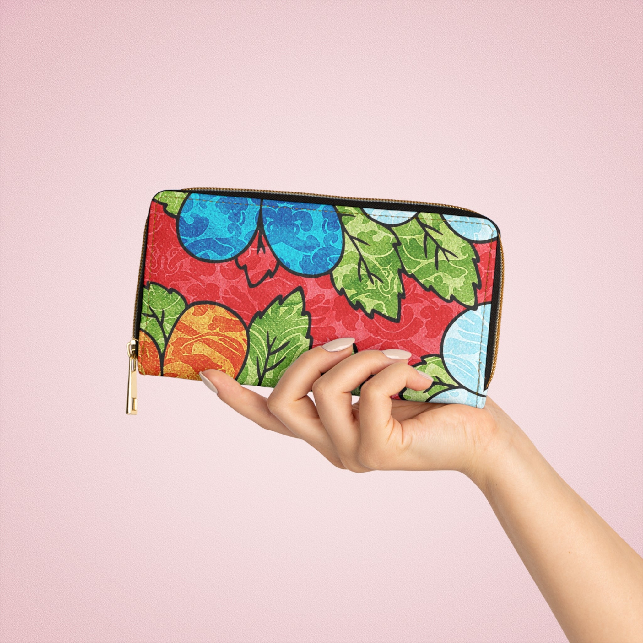 Groovy Red Floral Kl Zipper Wallet, Artsulli - Art is Long, Life is Short, Accessories, , , , , , , 