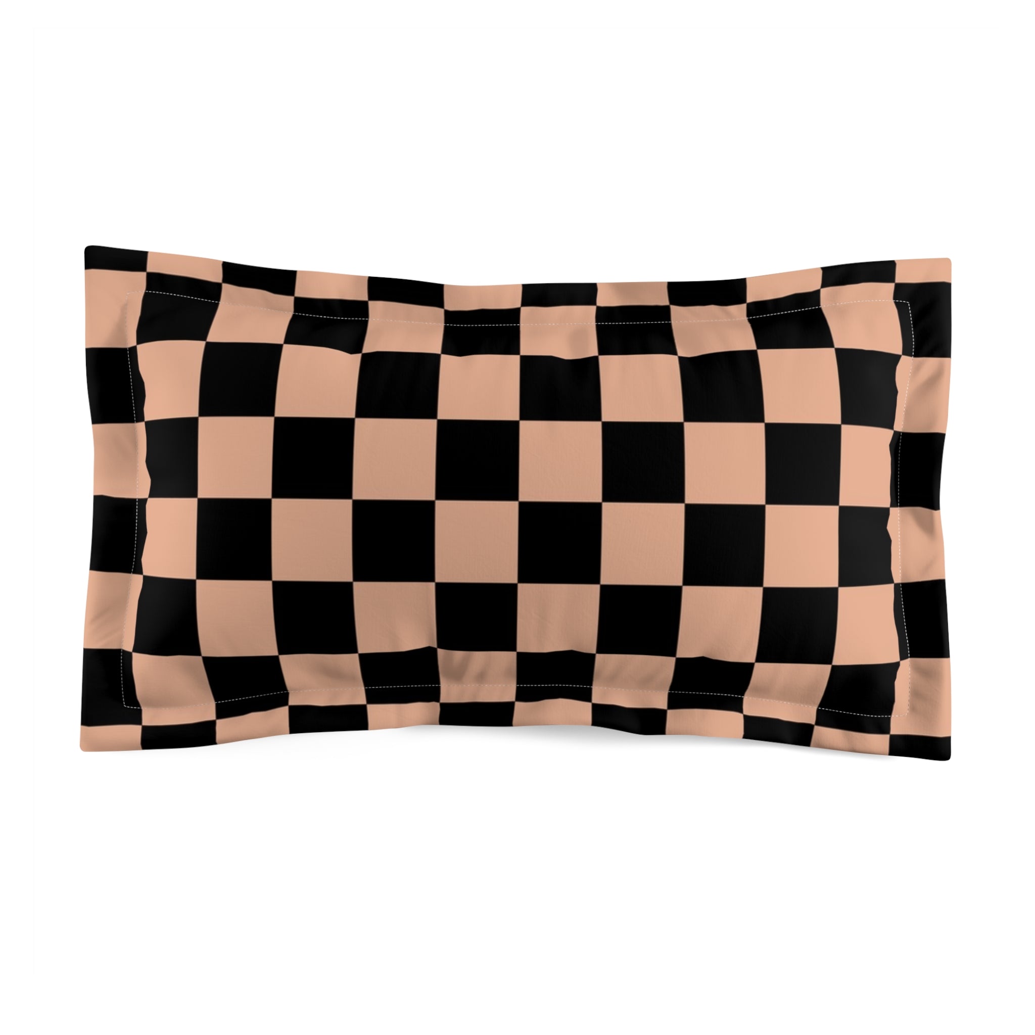 Checkerboard Soft Orange and Black Microfiber Pillow Sham, Artsulli - Art is Long, Life is Short, Home Decor, Size, King, , , , , 31889279226171677801
