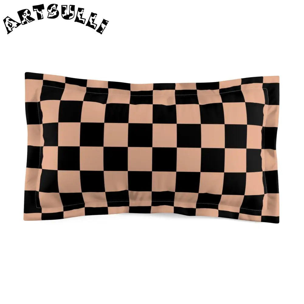 JAKKOUTTHEBXX Checkerboard Soft Orange and Black Microfiber Pillow