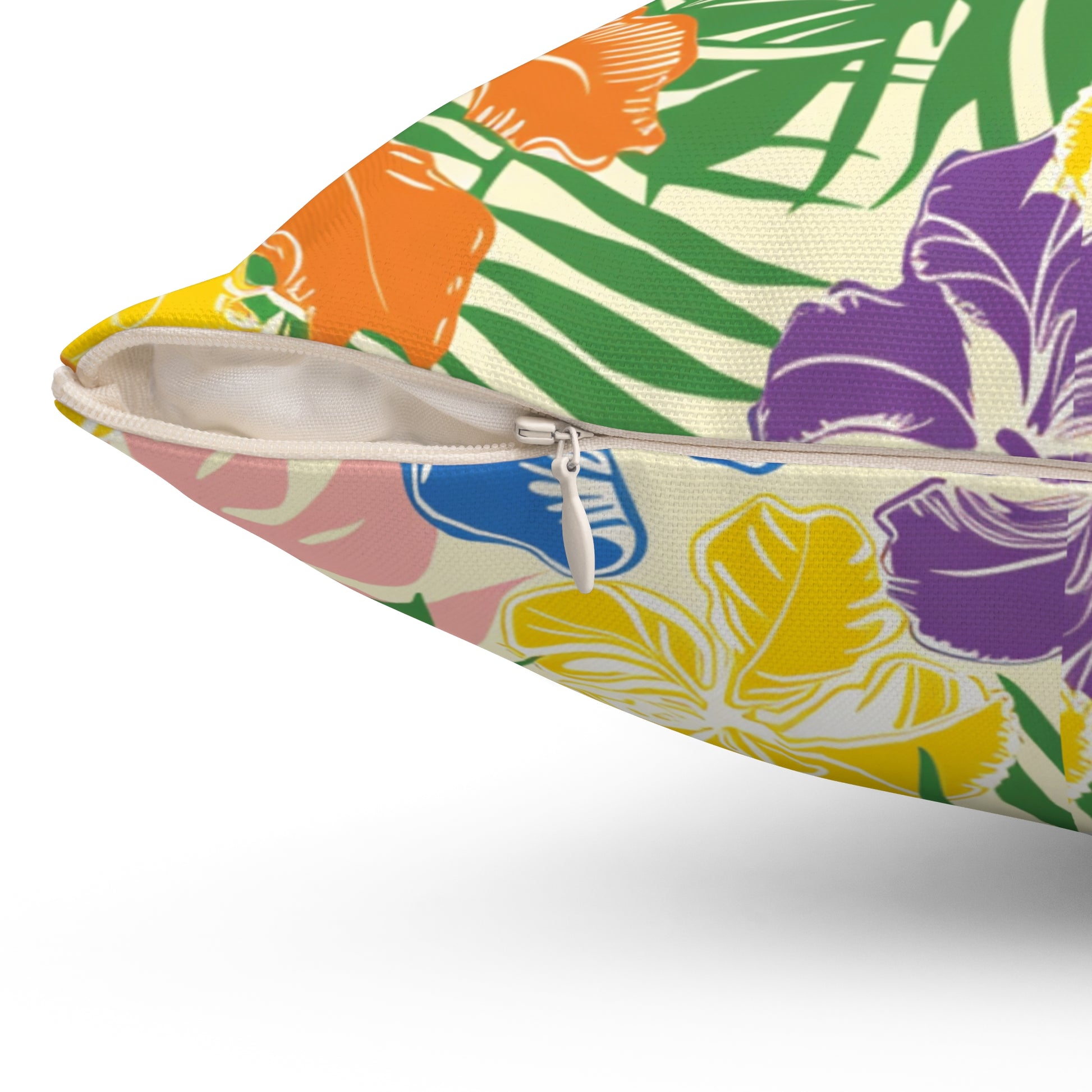 Blooming Tropical Flowers Spun Polyester Square Pillow, Artsulli - Art is Long, Life is Short, Home Decor, , , , , , , 