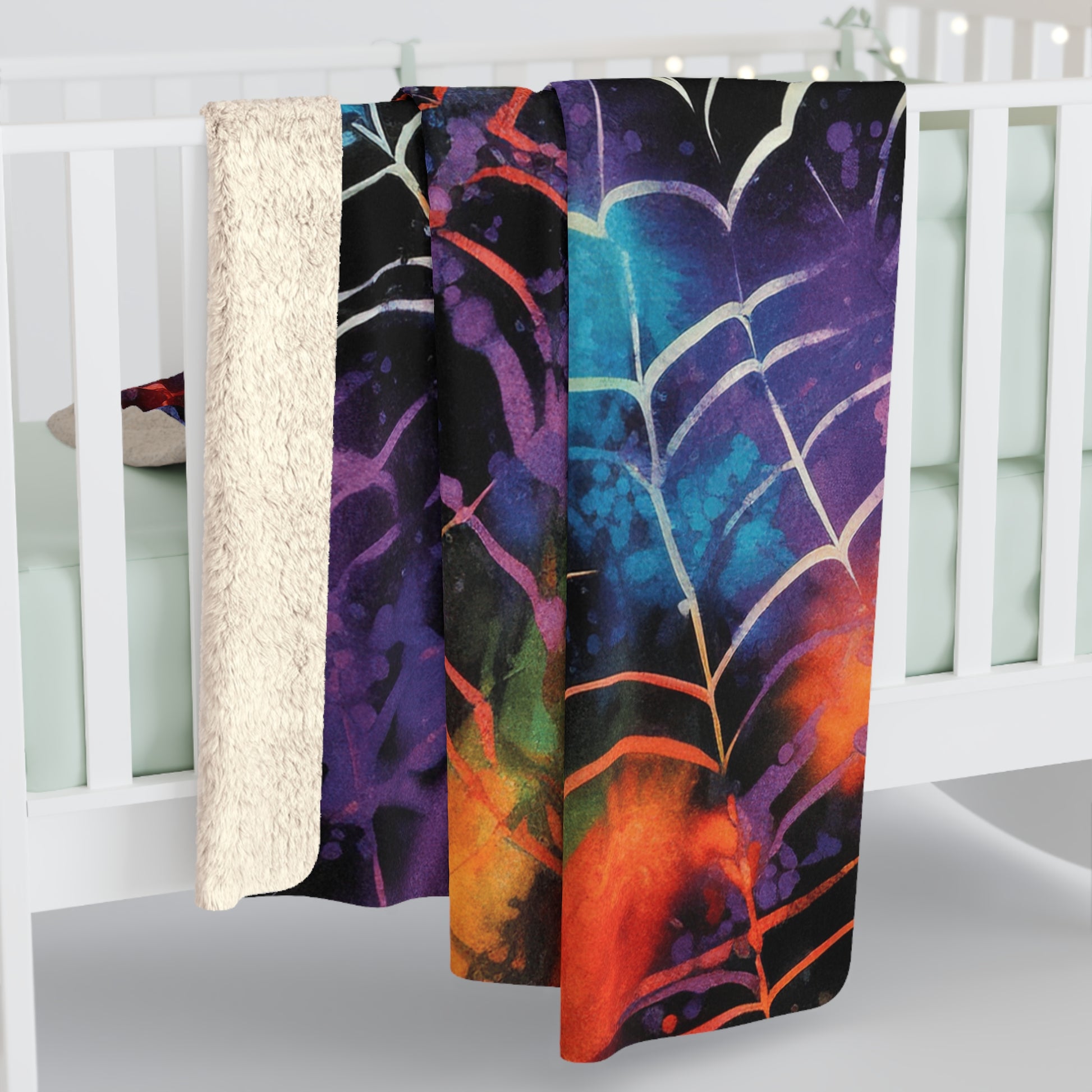 Spider Web Tie Dye Sherpa Fleece Blanket, Artsulli - Art is Long, Life is Short, Home Decor, , , , , , , 