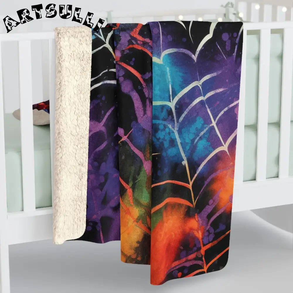 JAKKOUTTHEBXX Colorful Spider Web Sherpa Fleece Blanket 2025